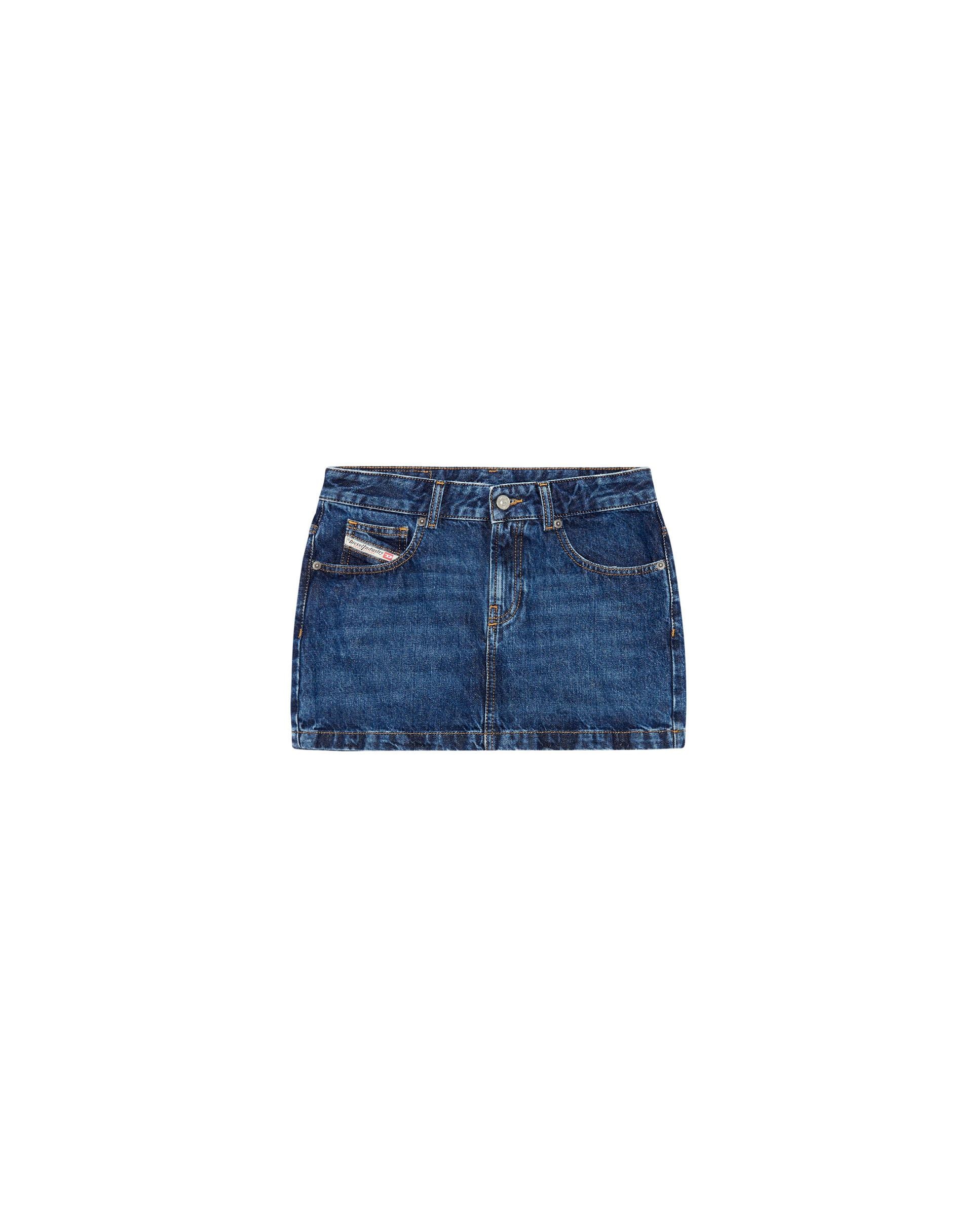 Falda corta en denim con cintura baja - Diesel - Azul denim Azul denim-5