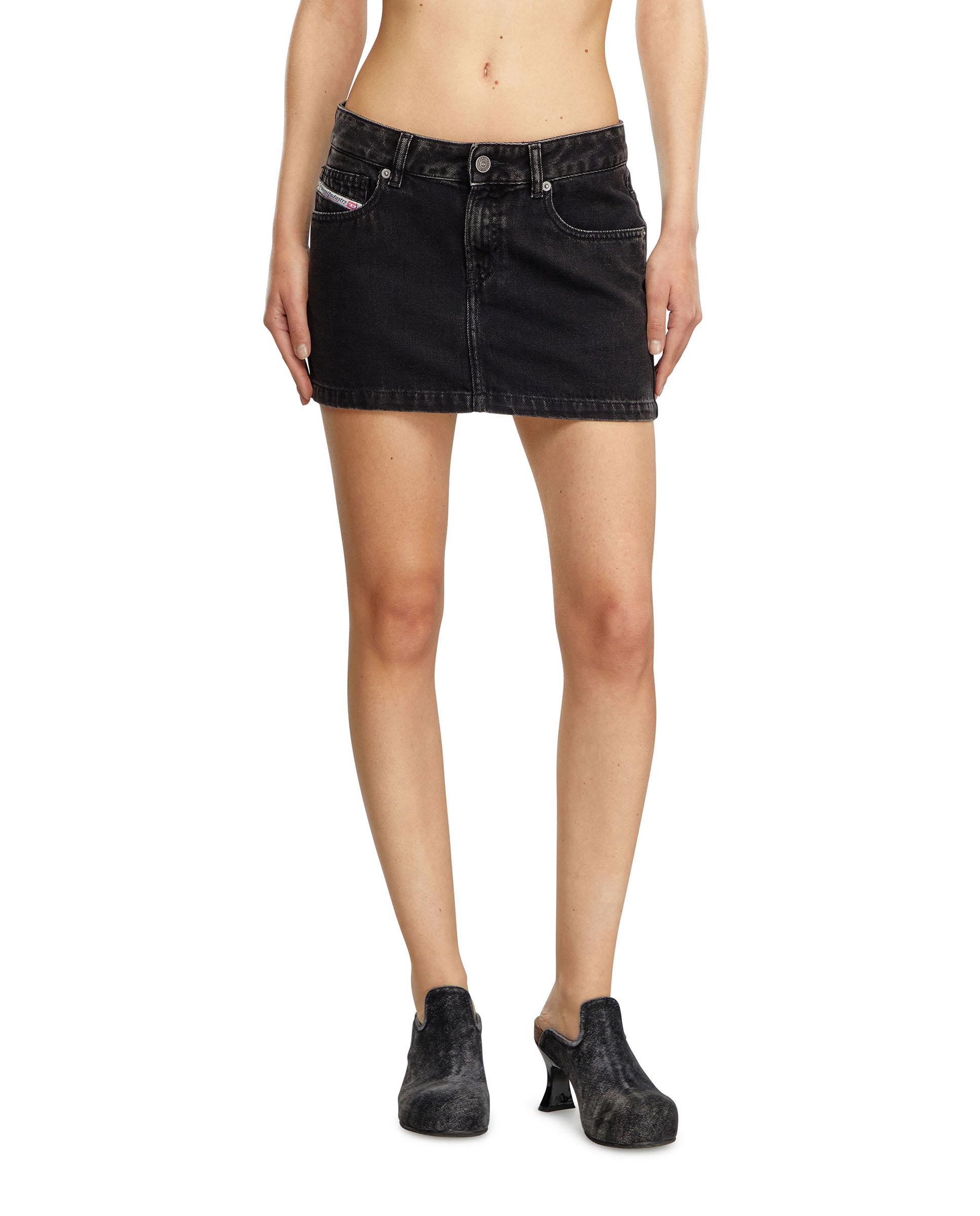 Falda corta en denim con cintura baja - Diesel - Negro Negro-1