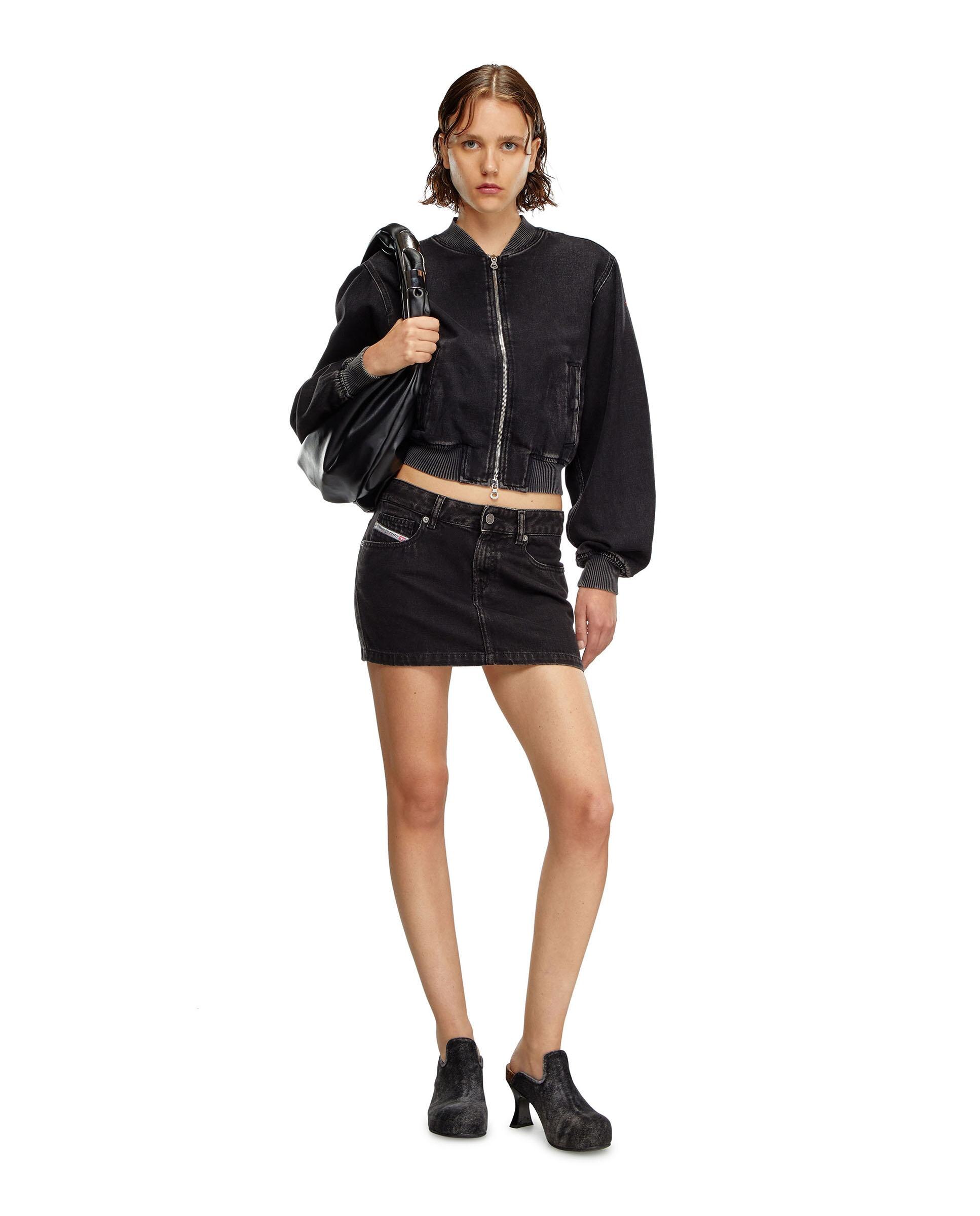 Falda corta en denim con cintura baja - Diesel - Negro Negro-3