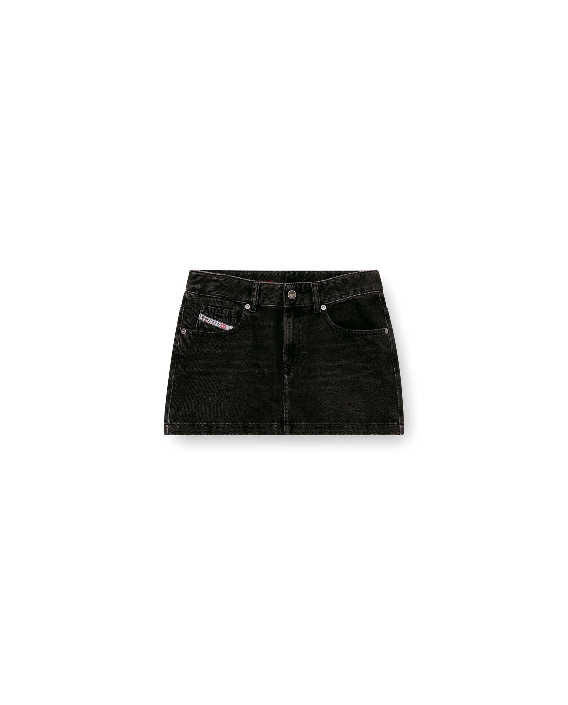 Falda corta en denim con cintura baja - Diesel - Negro Negro-4