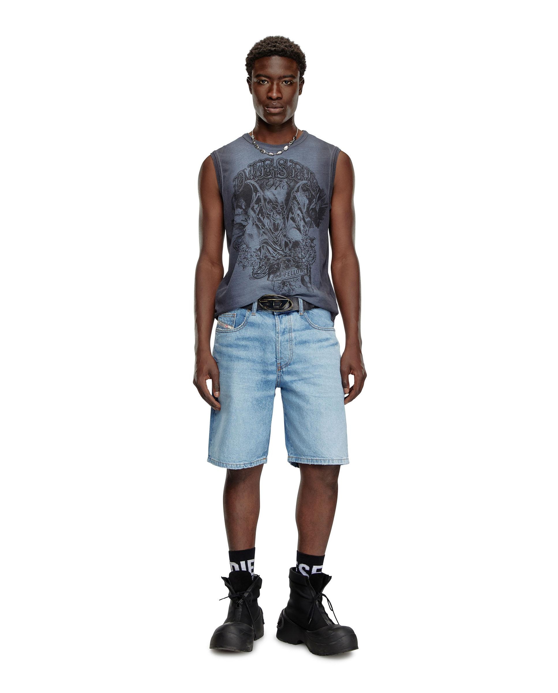 Pantalones cortos de hombre DIESEL denim cinco bolsillos - Azul claro Azul claro-4