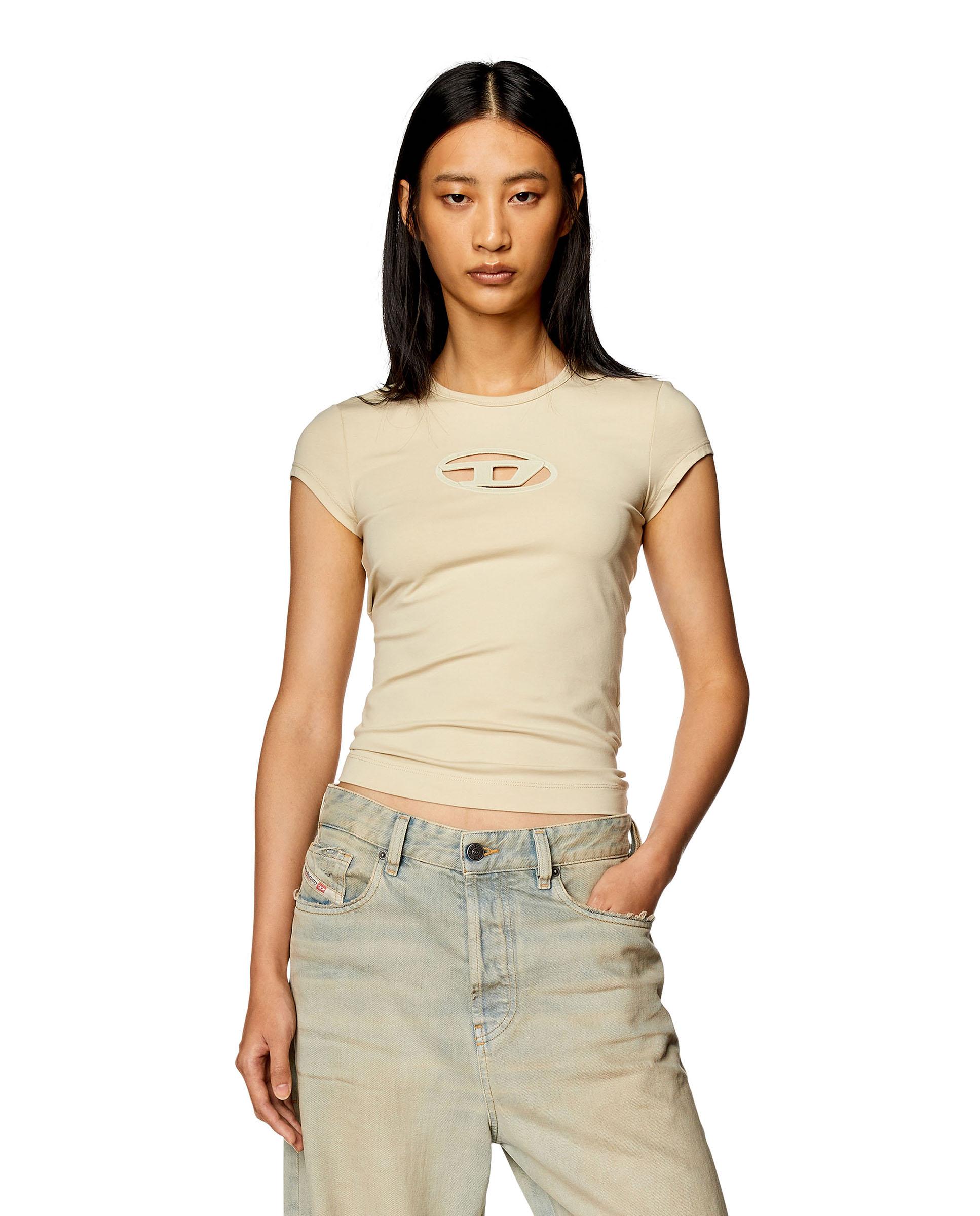 Diesel - Camiseta de mujer de manga corta y cuello redondo.