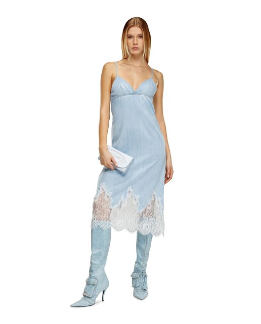 Vestido midi de tirantes con encaje