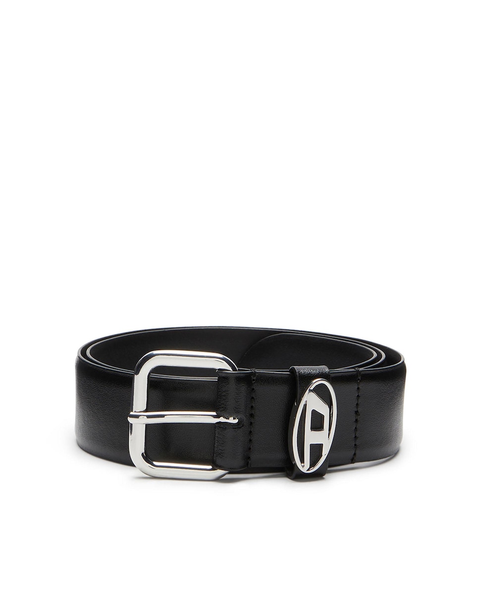 Cinturón DIESEL de hombre de cuero y hebilla plateada · Diesel