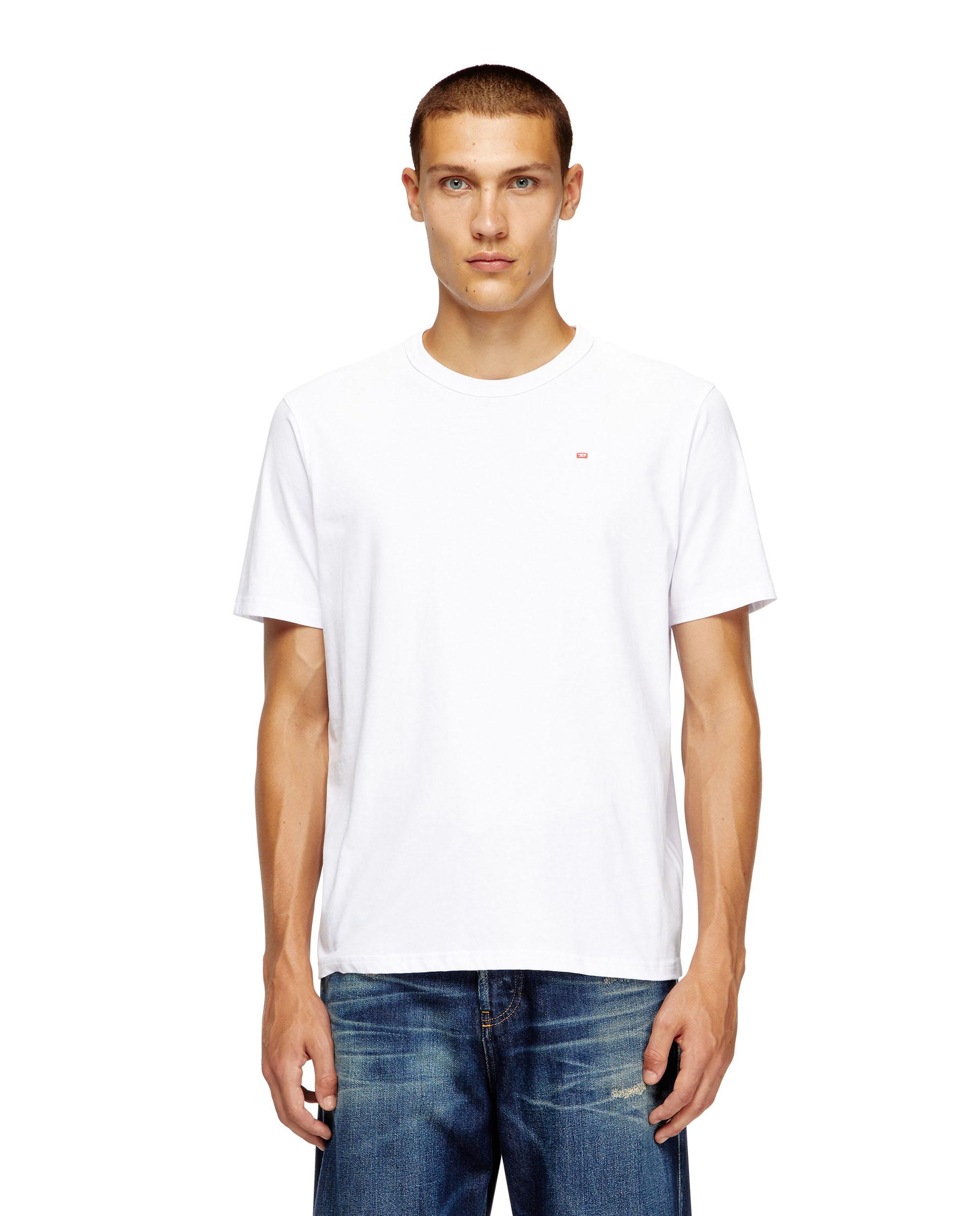 Camiseta de hombre de manga corta con logotipo pequeño bordado - Diesel - Blanco Blanco-1
