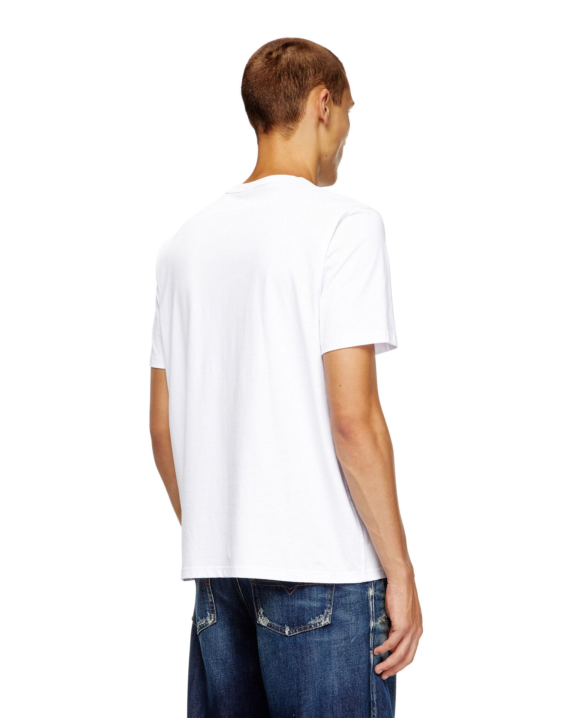 Camiseta de hombre de manga corta con logotipo pequeño bordado - Diesel - Blanco Blanco-2