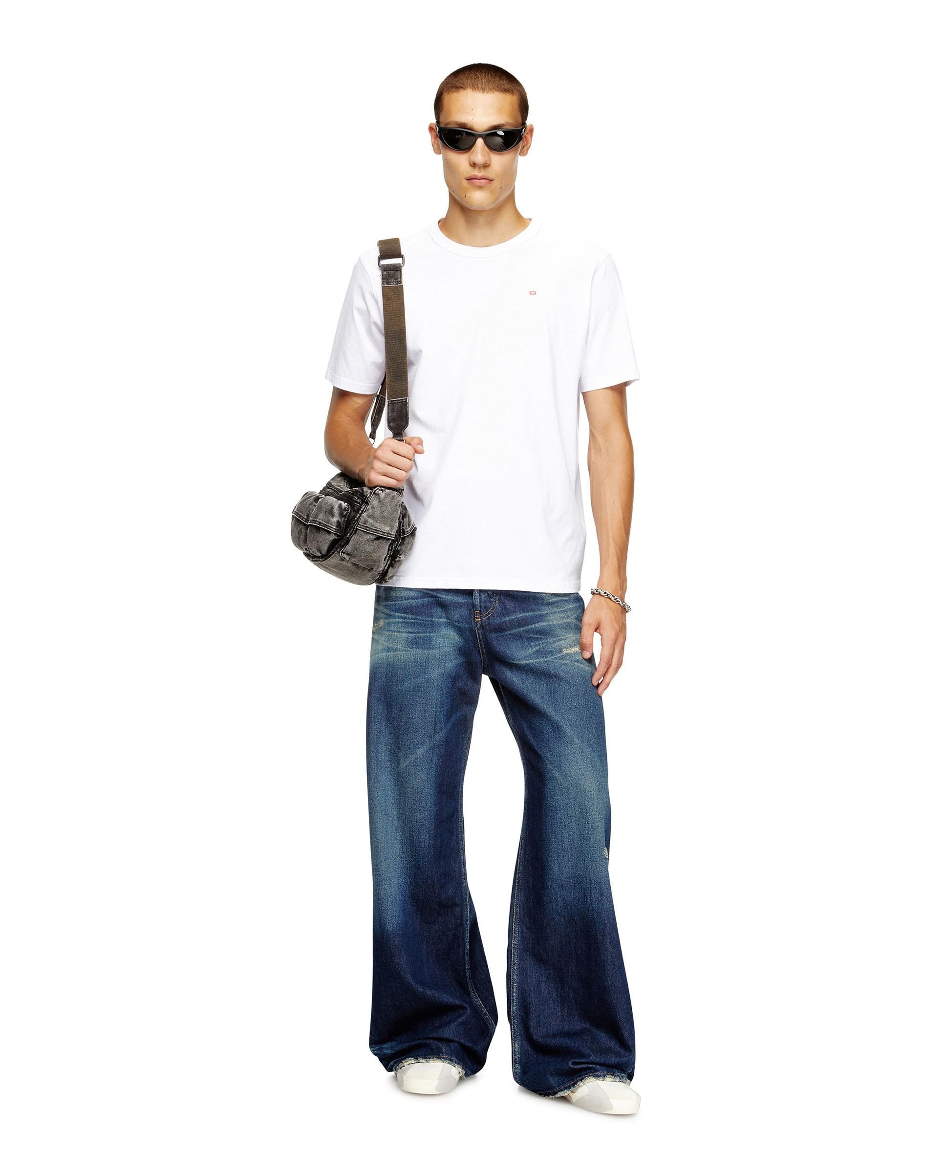 Camiseta de hombre de manga corta con logotipo pequeño bordado - Diesel - Blanco Blanco-3