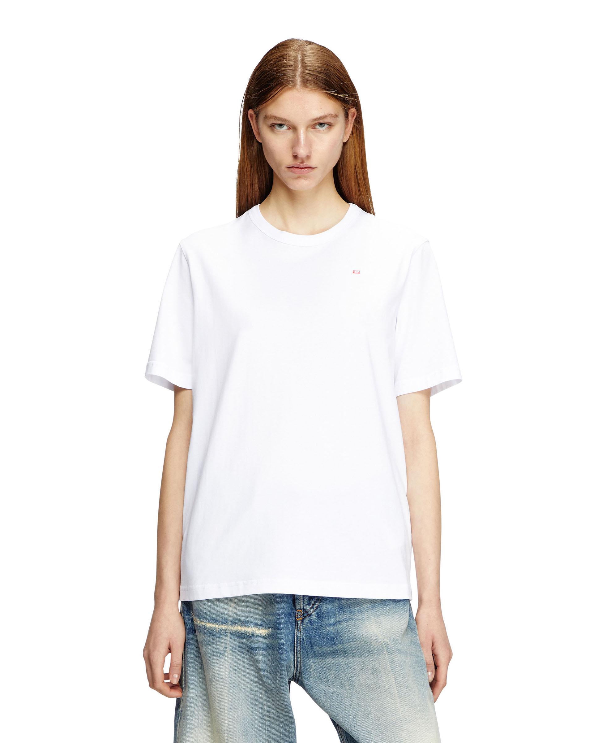 Camiseta de hombre de manga corta con logotipo pequeño bordado - Diesel - Blanco Blanco-4
