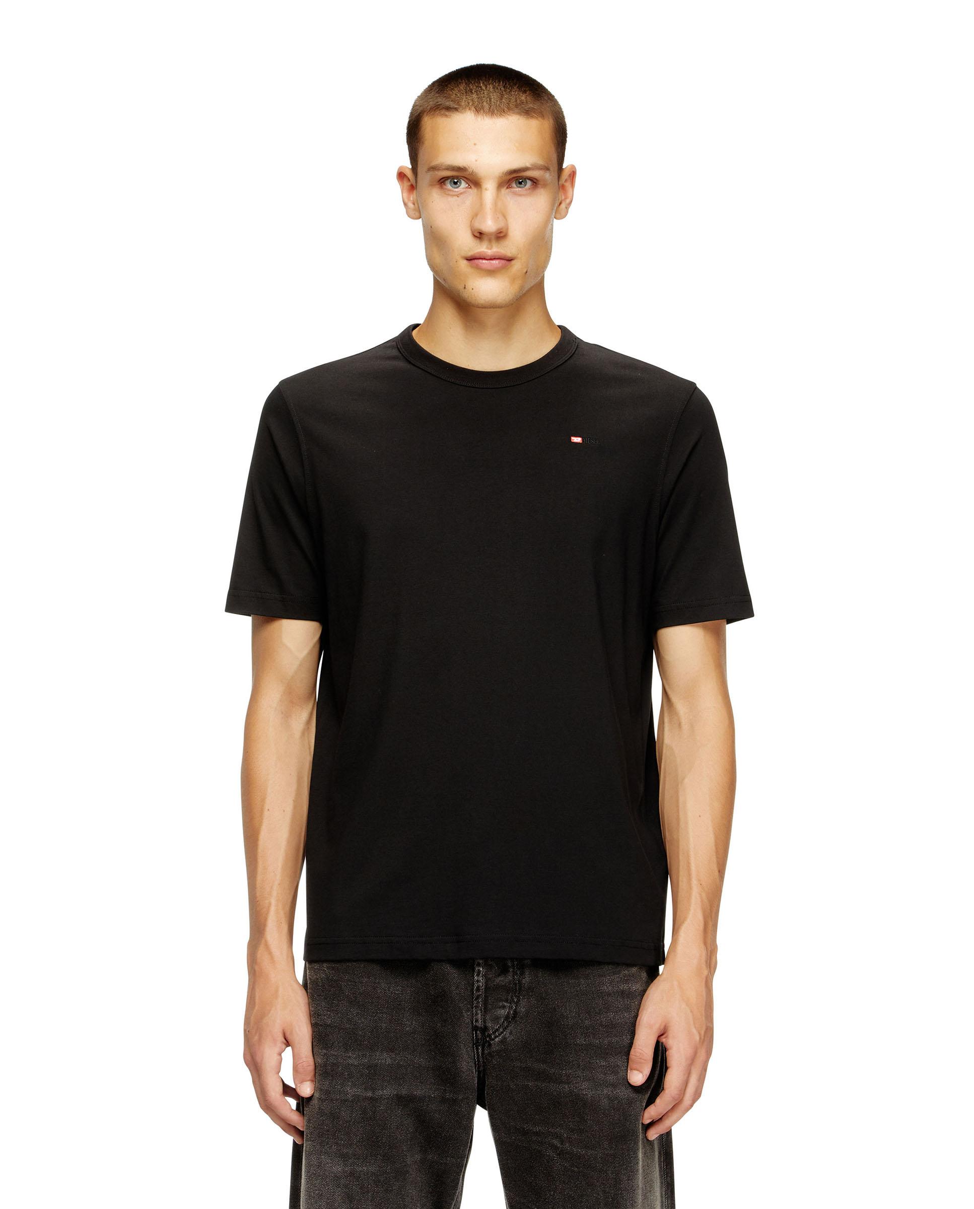 Camiseta de hombre de manga corta con logotipo pequeño bordado - Diesel - Negro Negro-1