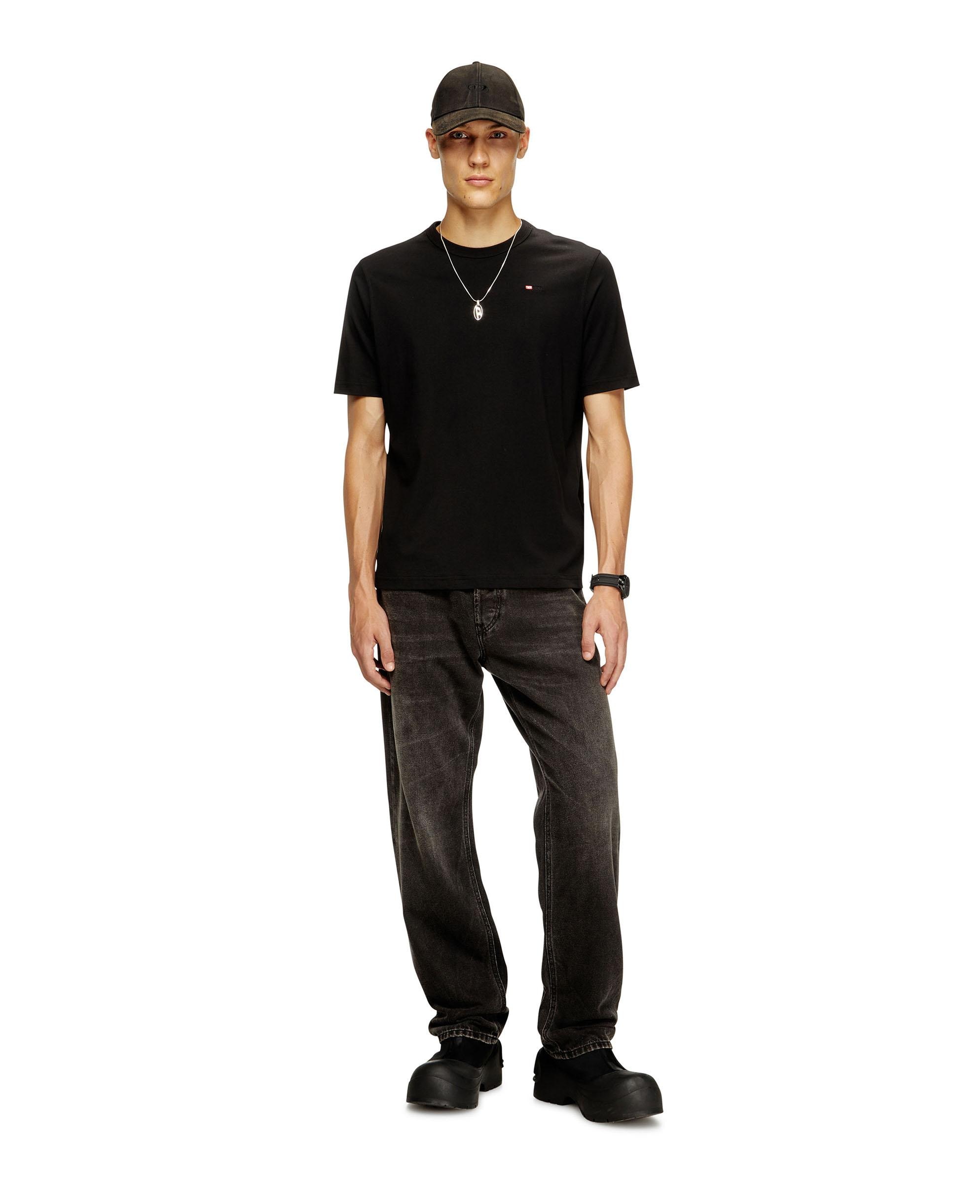 Camiseta de hombre de manga corta con logotipo pequeño bordado - Diesel - Negro Negro-3