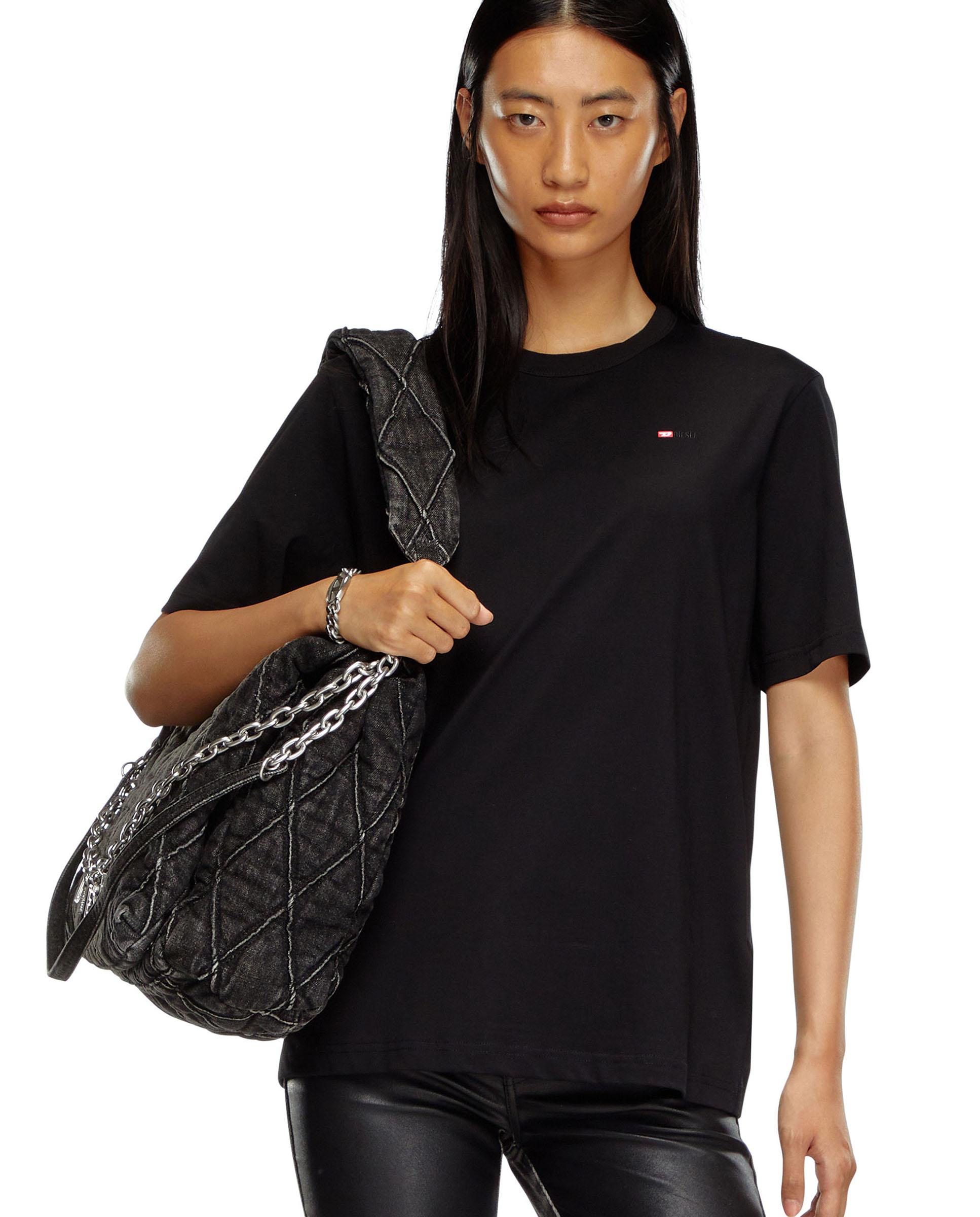 Camiseta de hombre de manga corta con logotipo pequeño bordado - Diesel - Negro Negro-4