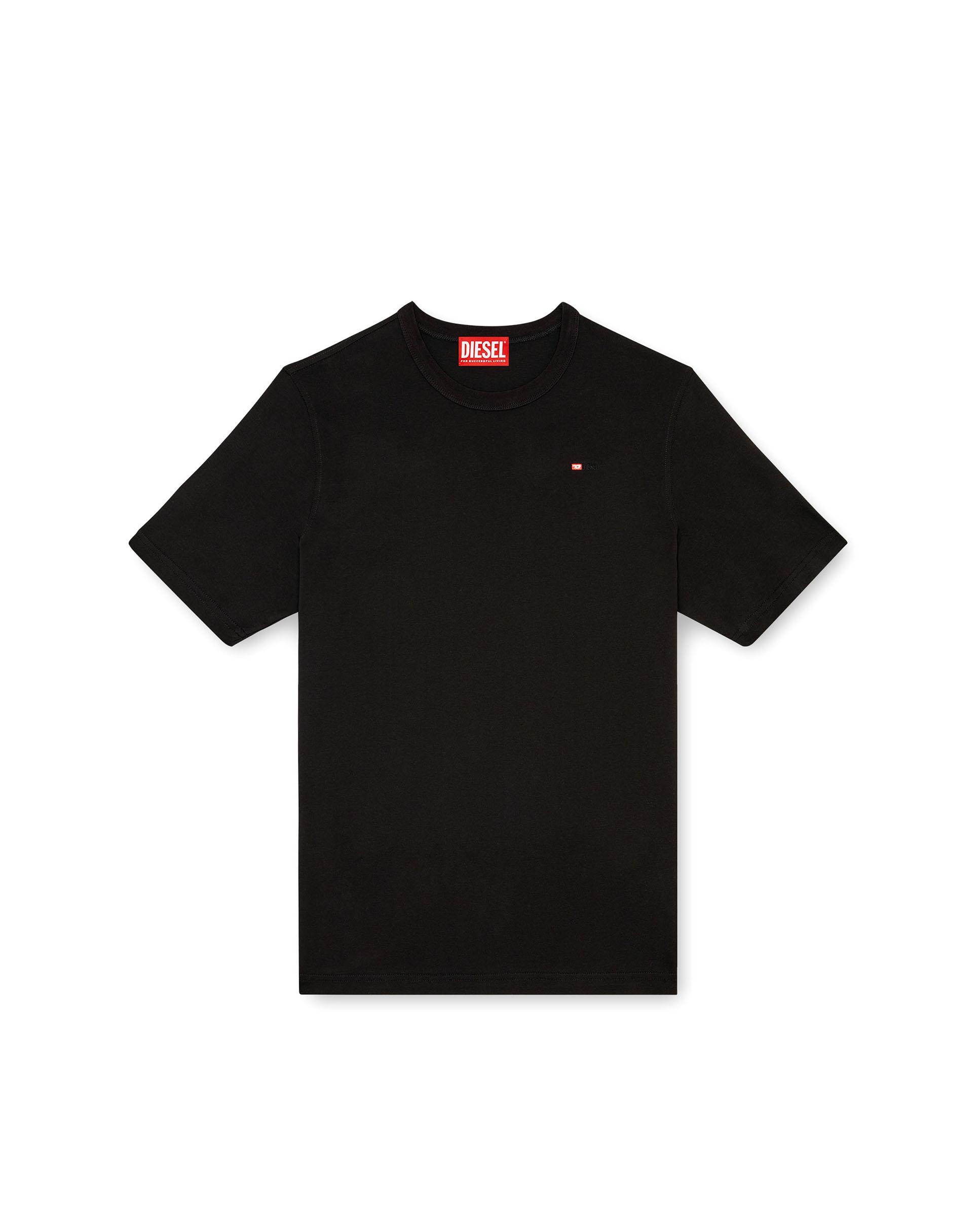 Camiseta de hombre de manga corta con logotipo pequeño bordado - Diesel - Negro Negro-6