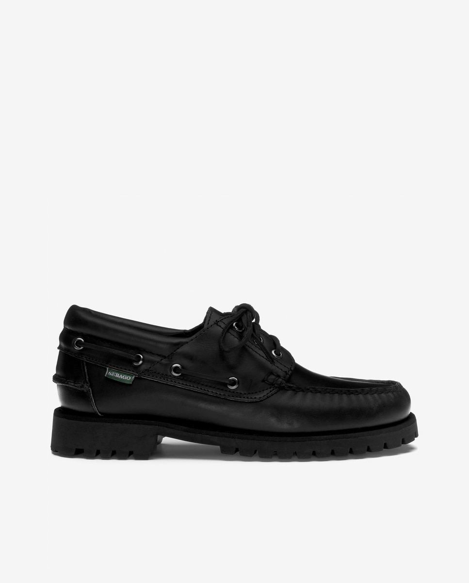 Náuticos de hombre de piel con cordones - Sebago - Negro Negro-1