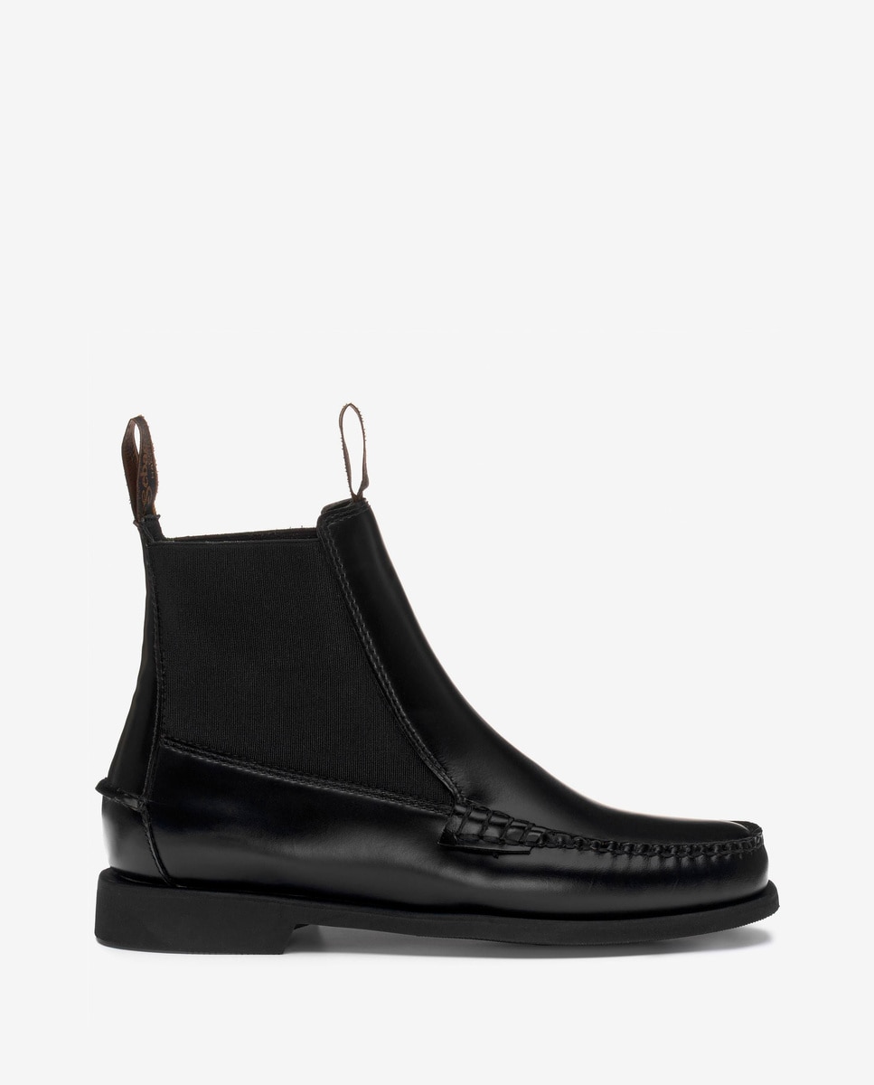 Botines chelsea de mujer de piel con cierre elástico - Sebago - Negro Negro-1