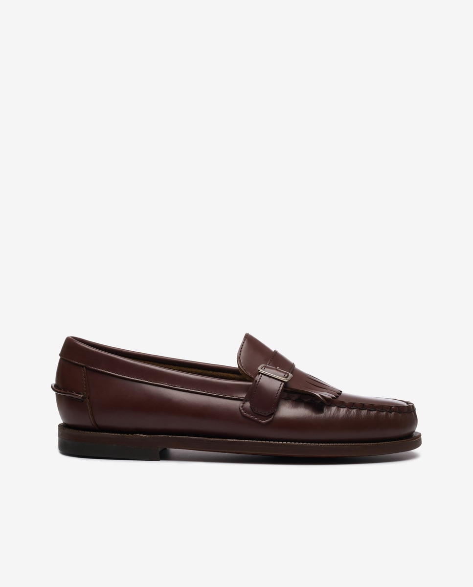 Imagen 0 de Mocasines de mujer de piel con flecos Marrón