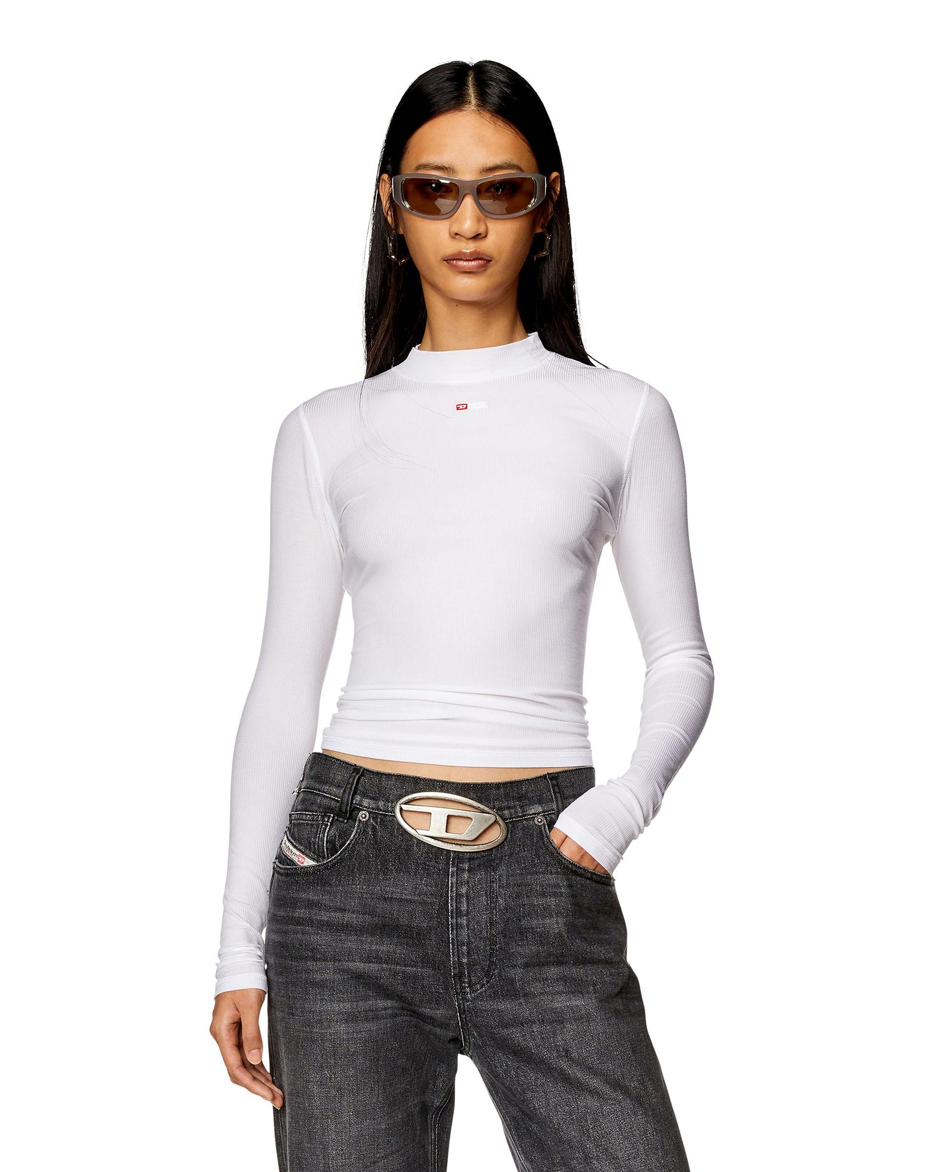 Diesel - Camiseta de mujer de manga larga con cuello alto.