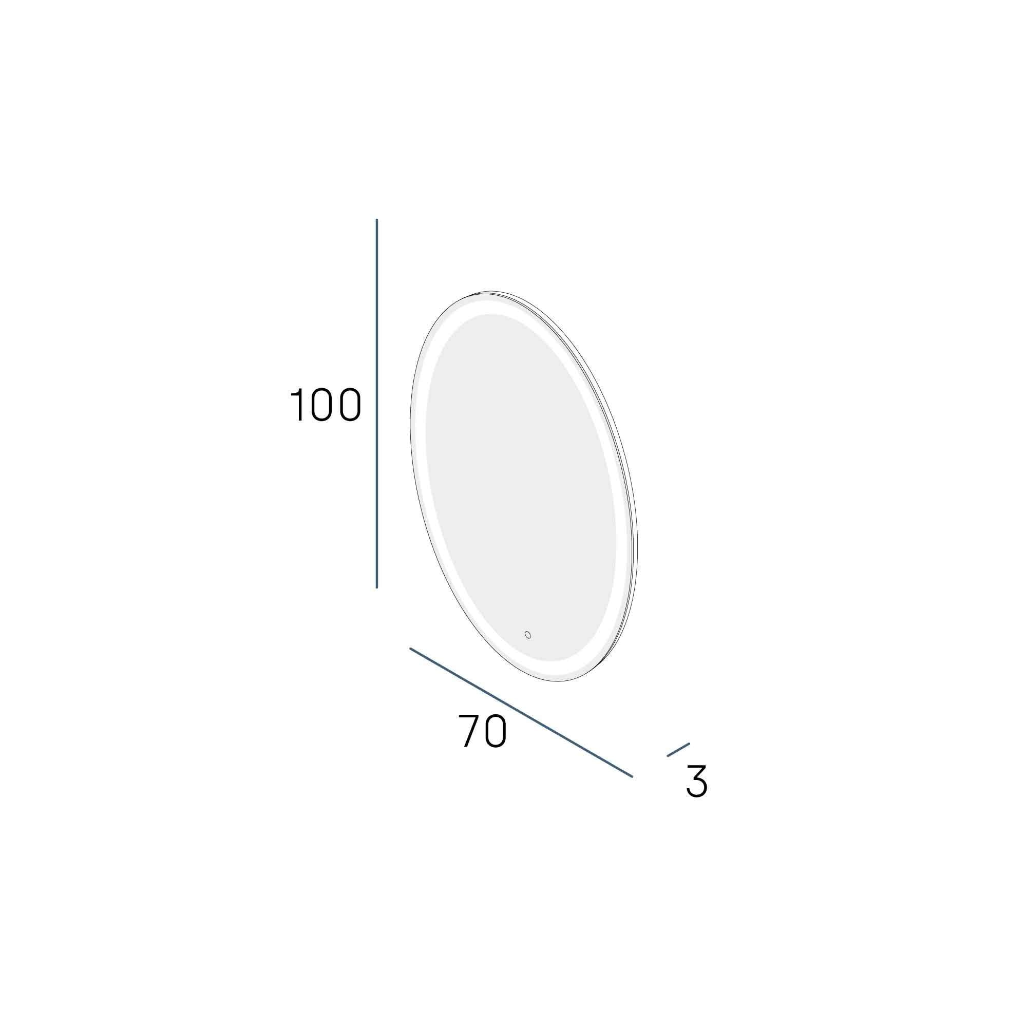 Imagen 3 de Espejo de baño capsula con antivaho y LED Oval Manillons Torrent - Blanco 70 x 100 cm Blanco