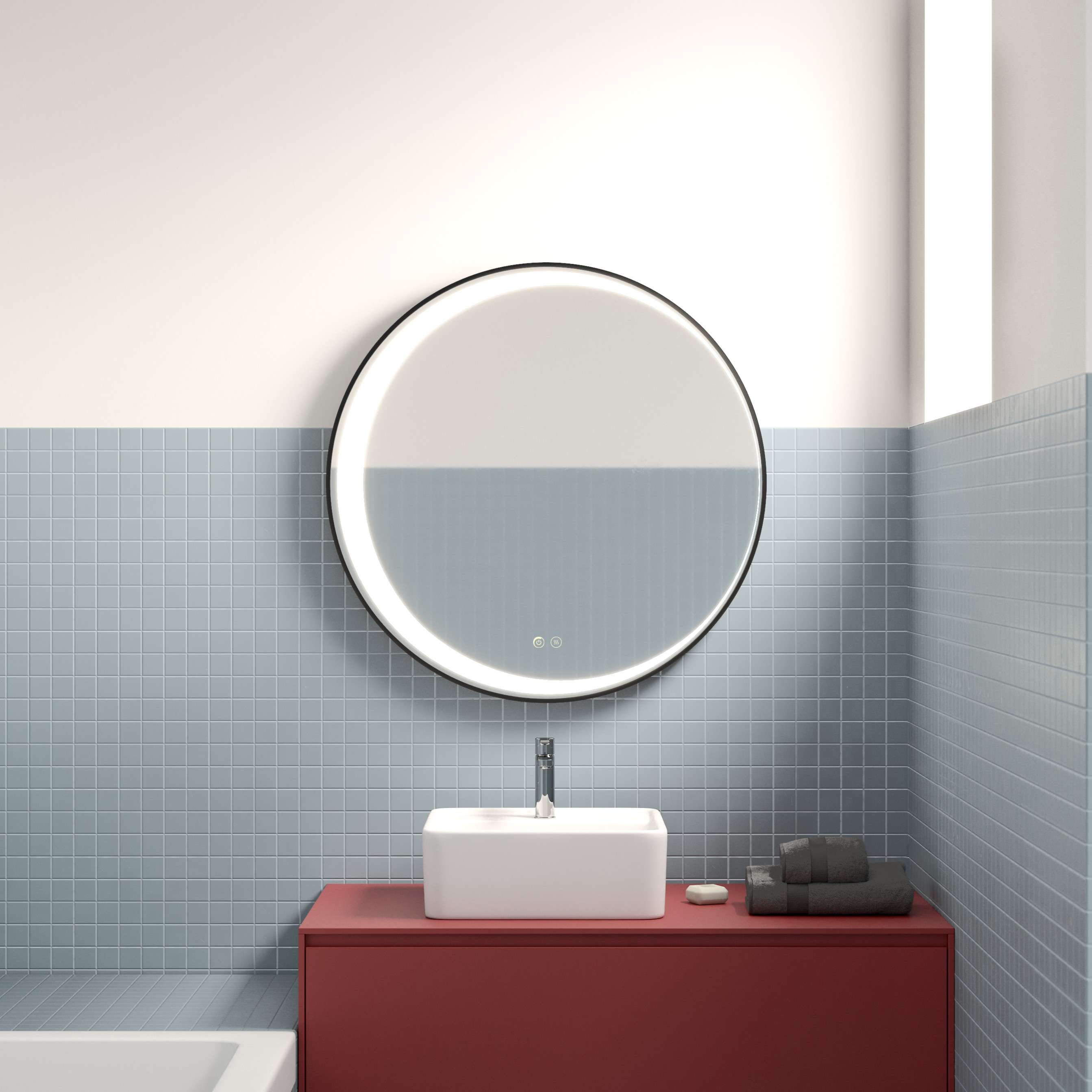 Imagen 2 de Espejo de baño con luz LED frontal Eclipse Manillons Torrent - Negro mate 90 cm Negro mate