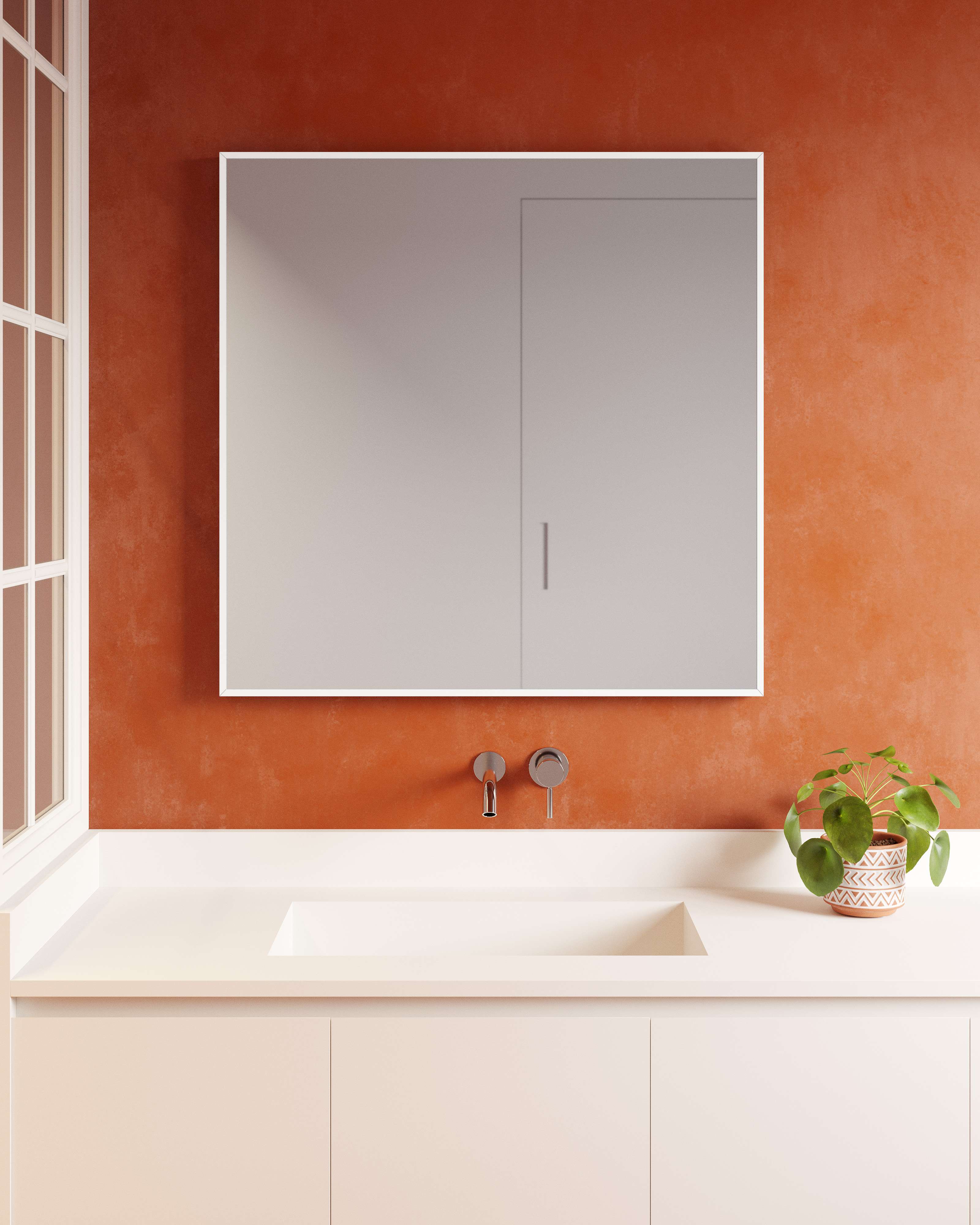 Espejo de baño de canto recto MIX Manillons Torrent - Blanco mate 80 x 80 cm Blanco mate-2