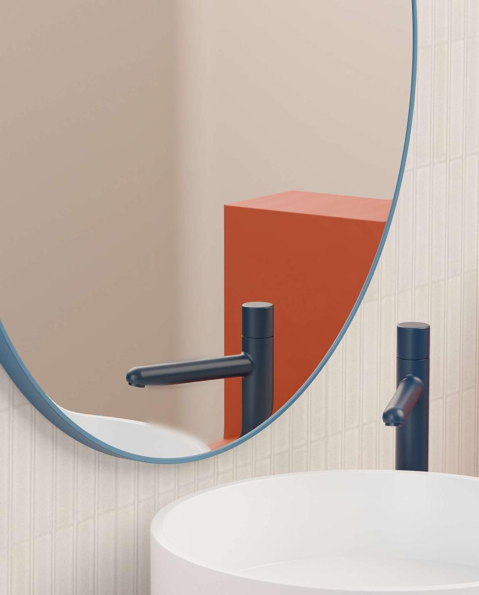 Espejo de baño circular Alba Manillons Torrent - Azul 60 cm Azul-3