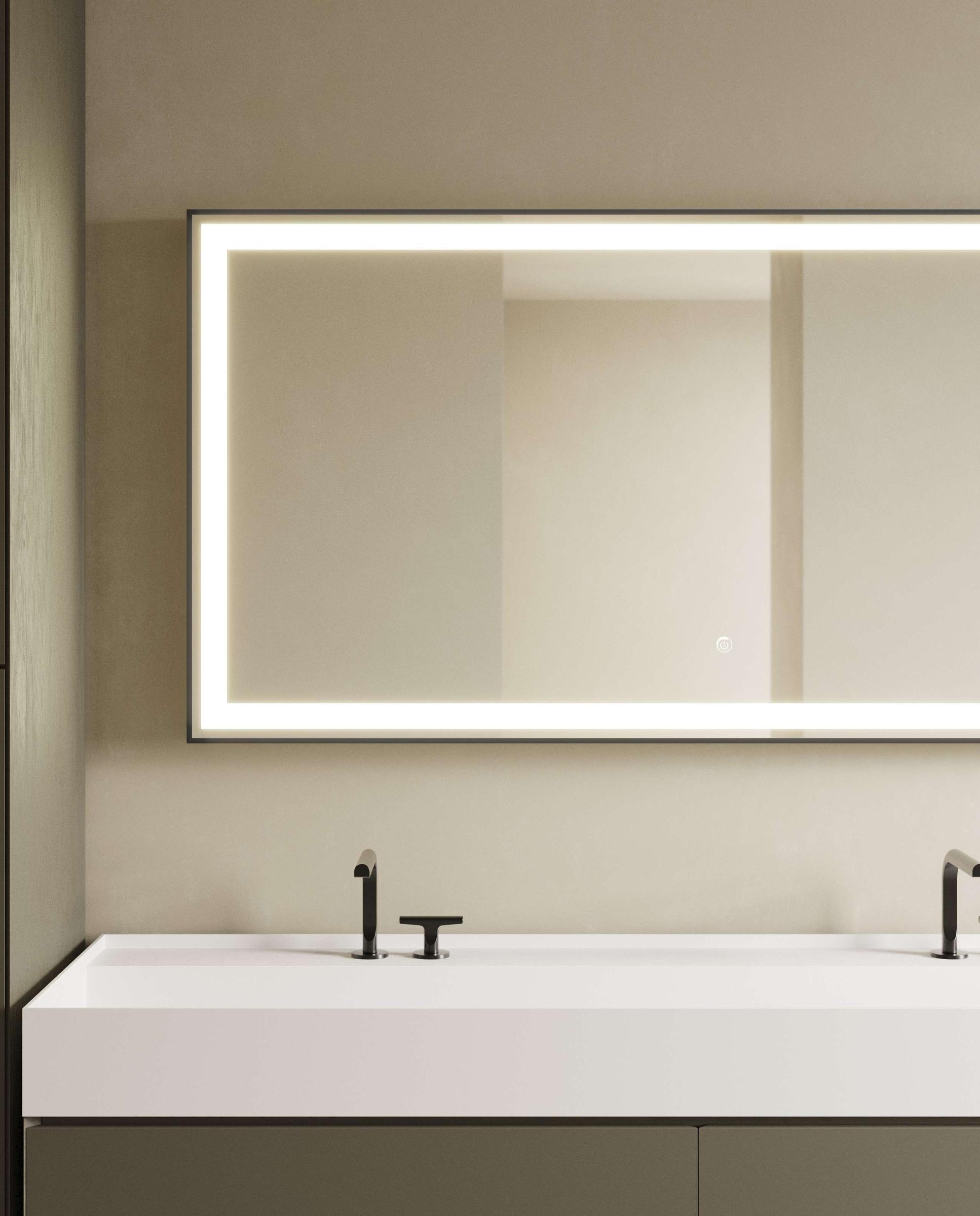 Imagen 2 de Espejo de baño con luz TRILED frontal Nova PLUS Manillons Torrent - Oro 120 x 70 cm Oro
