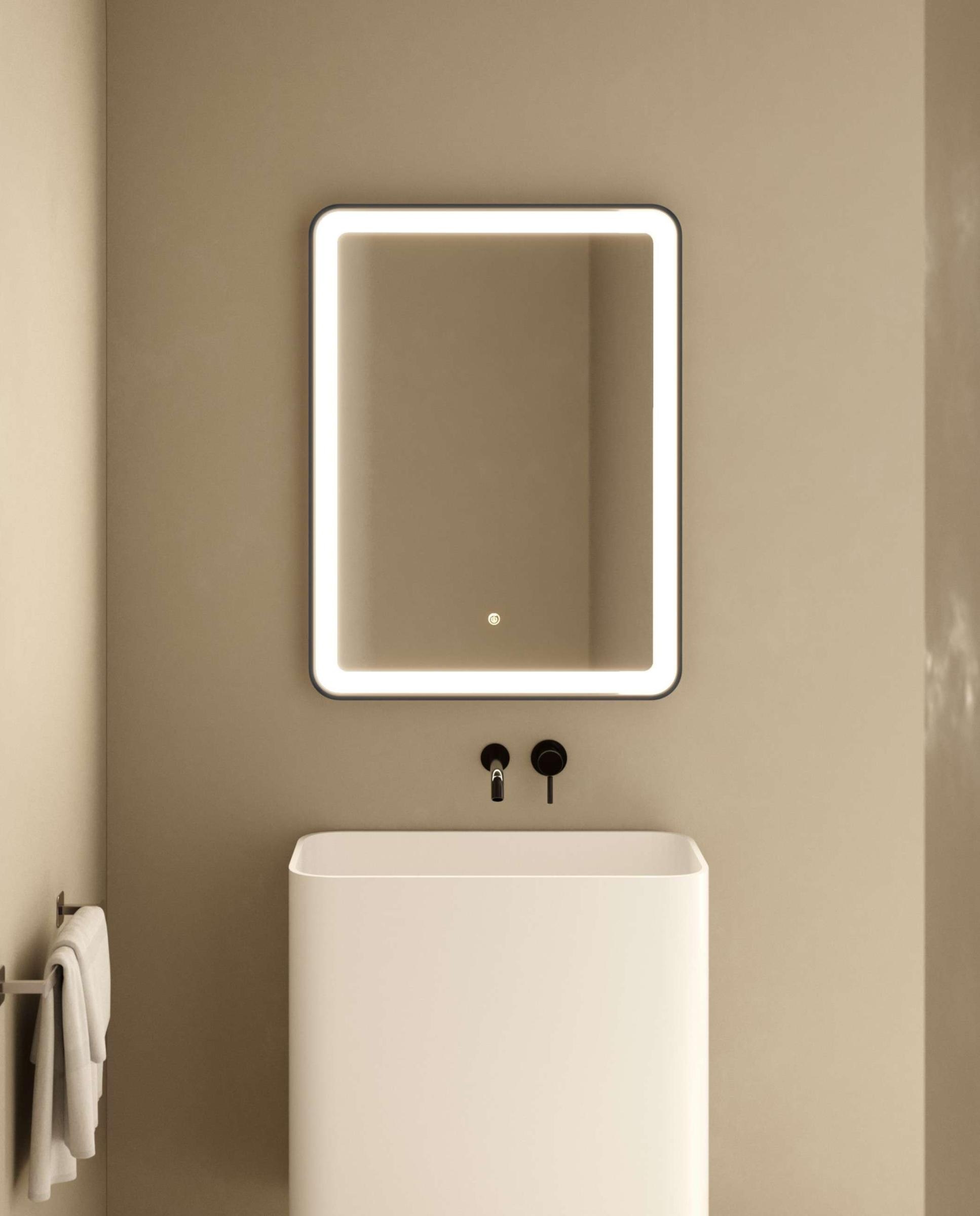 Imagen 2 de Espejo de baño con luz TRILED frontal Nao Manillons Torrent - Rosa 80 x 80 cm Rosa