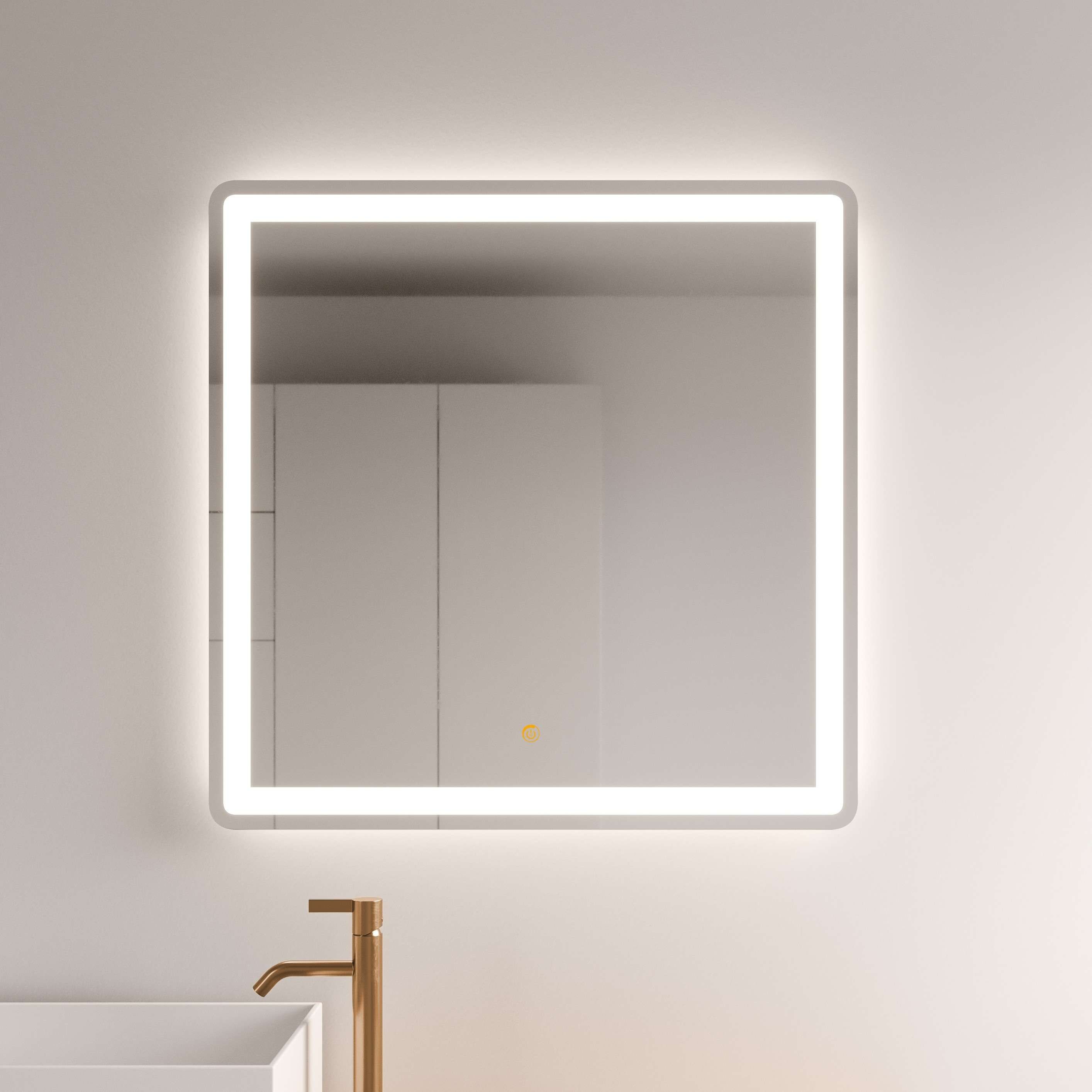Imagen 2 de Espejo de baño con luz TRILED frontal y perimetral Ondra PLUS Manillons Torrent - 80 x 80 cm