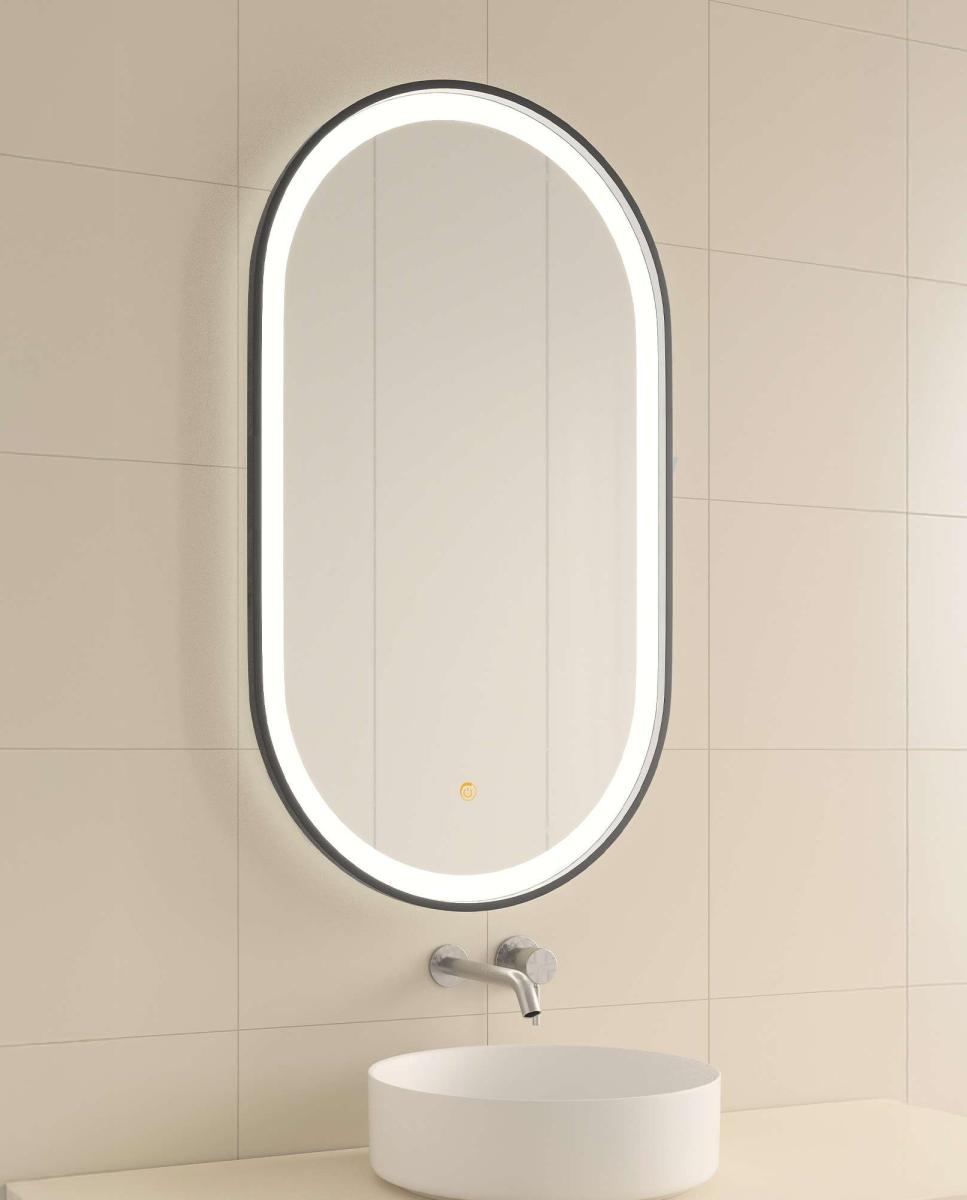 Imagen 2 de Espejo de baño con luz TRILED frontal Dante Manillons Torrent - Negro mate 90 x 50 cm Negro mate