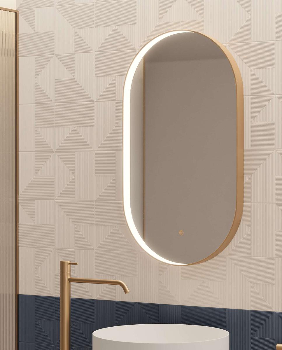 Imagen 2 de Espejo de baño con luz TRILED integrada Swing Manillons Torrent - Bronce Mate 90 x 50 cm Bronce Mate