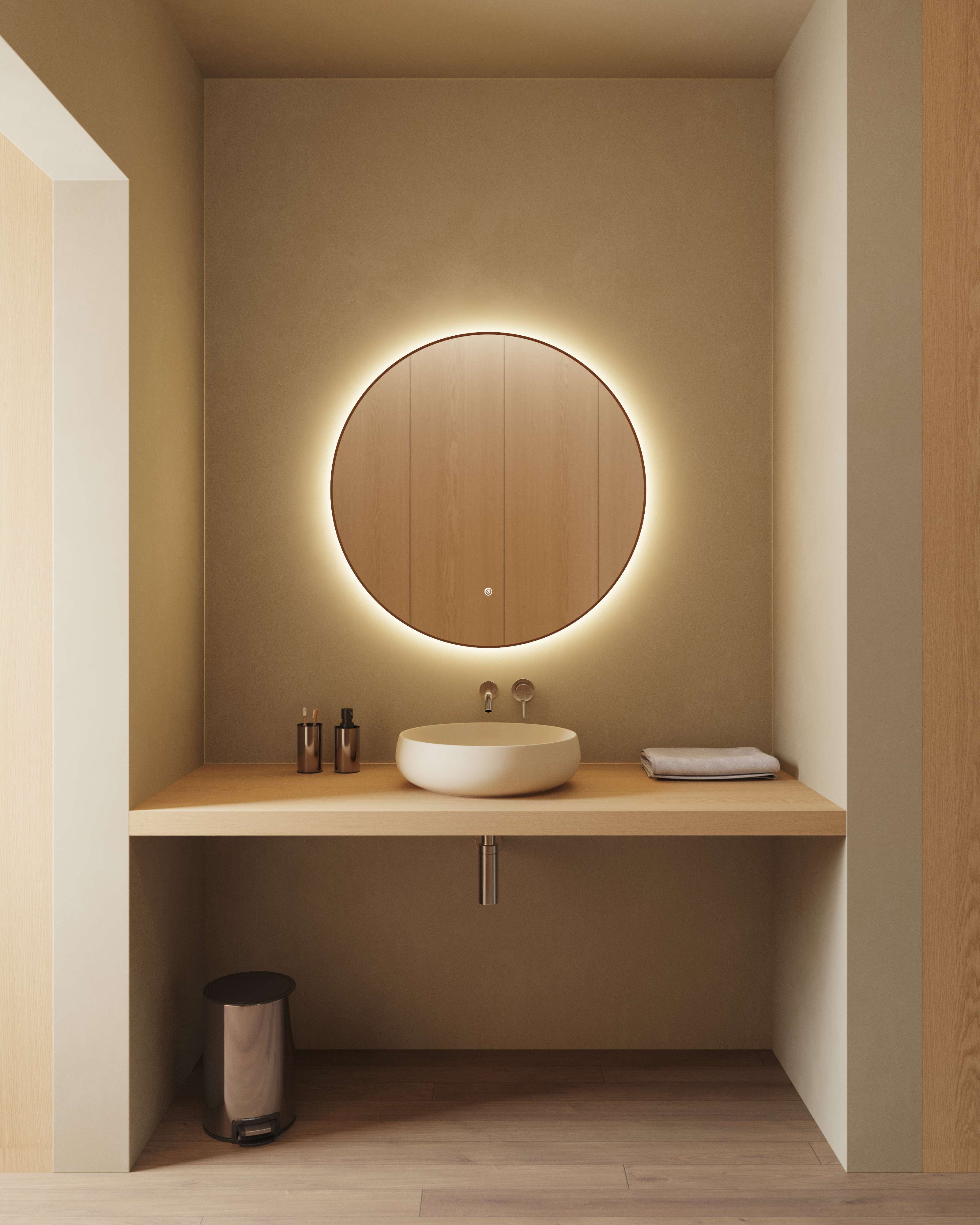 Imagen 4 de Espejo de baño con luz TRILED retroiluminada Cos Manillons Torrent - Bronce Mate 100 cm Bronce Mate