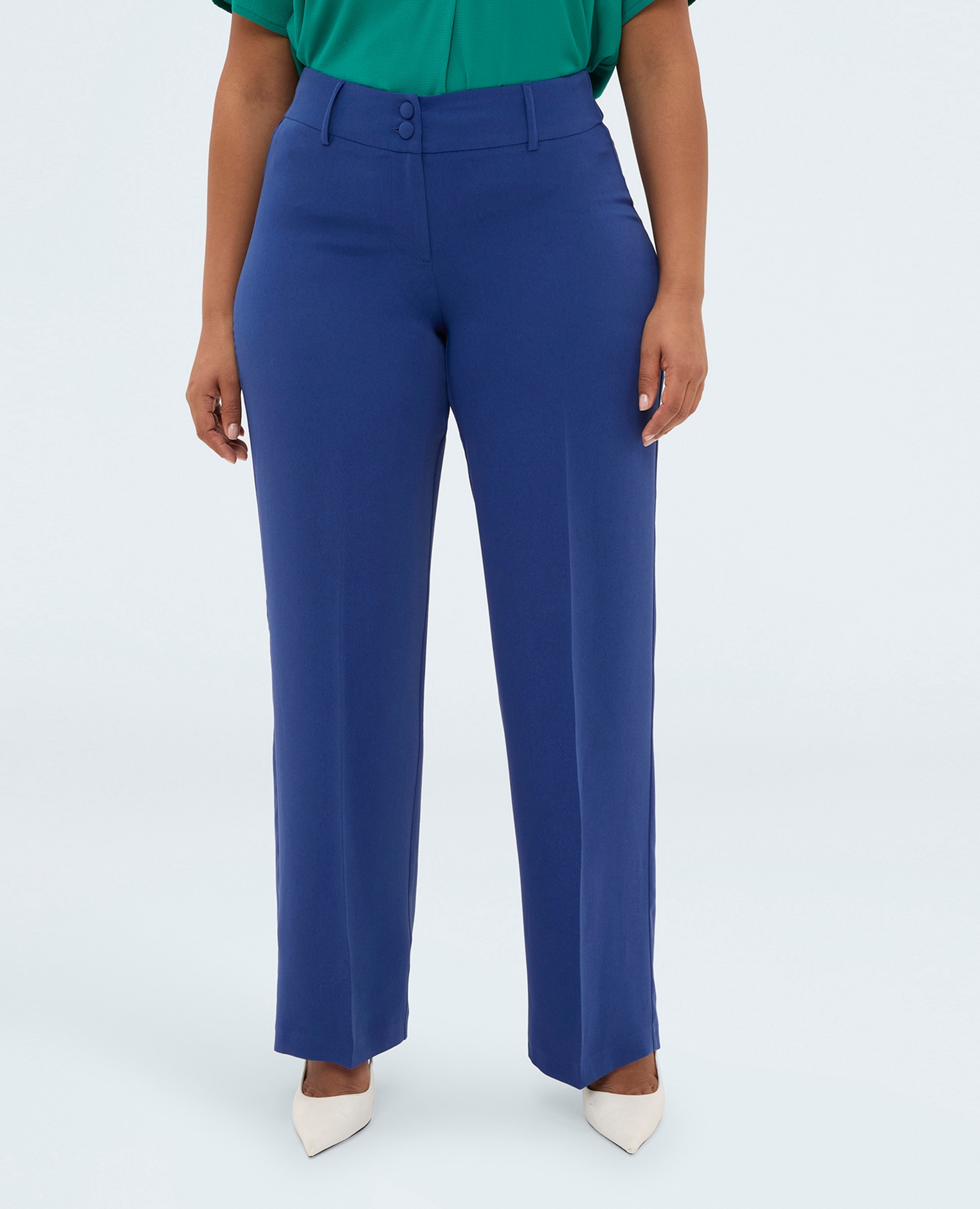 Pantalones de mujer regular con pliegue marcado diseñados para un confort óptimo - Fiorella Rubino - Azul Azul-3