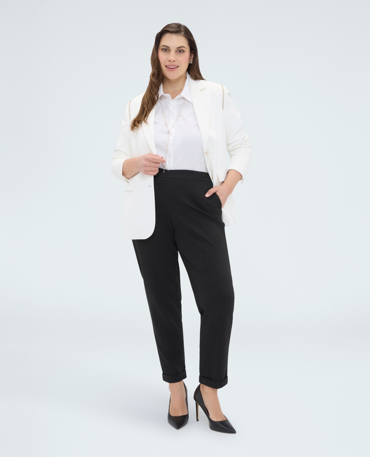 Pantalones de mujer joggers con detalles brillantes ajuste cómodo con banda elástica en la cintura para el máximo confort - Fiorella Rubino - Negro Negro-1