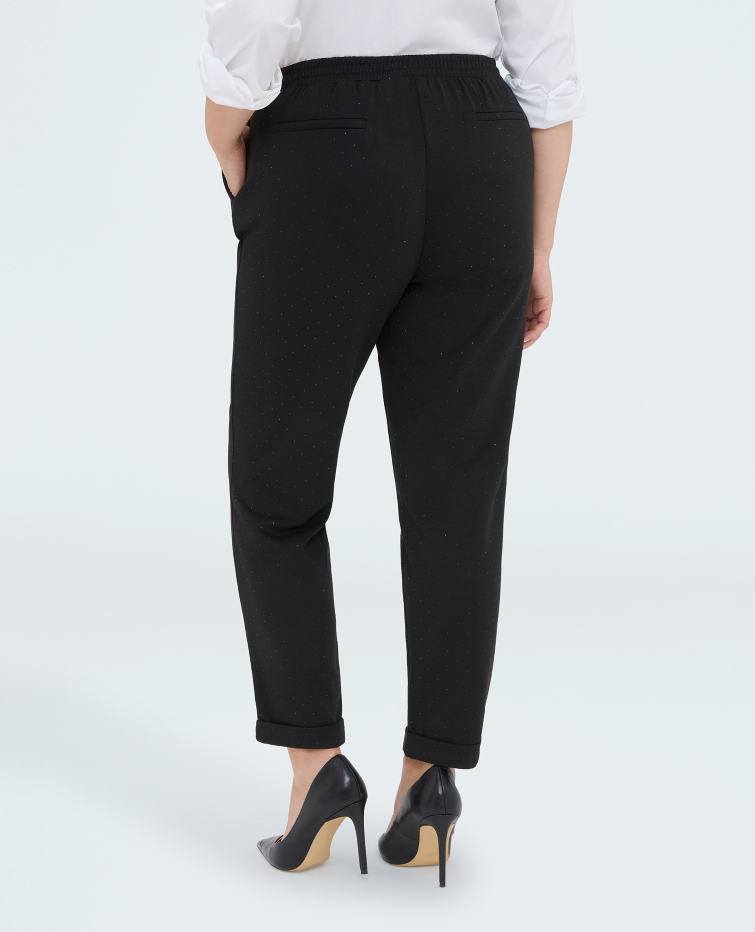 Pantalones de mujer joggers con detalles brillantes ajuste cómodo con banda elástica en la cintura para el máximo confort - Fiorella Rubino - Negro Negro-2