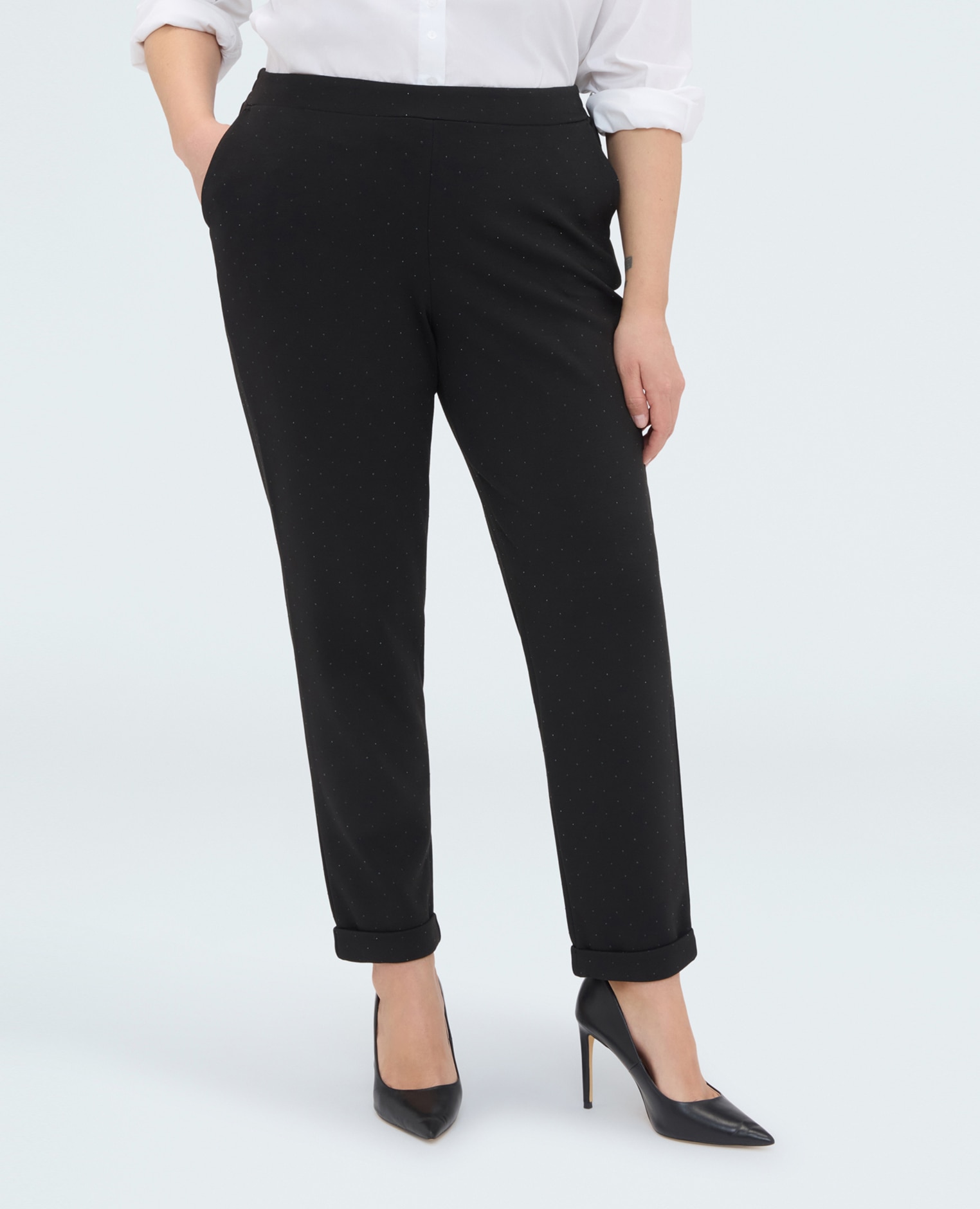 Pantalones de mujer joggers con detalles brillantes ajuste cómodo con banda elástica en la cintura para el máximo confort - Fiorella Rubino - Negro Negro-3