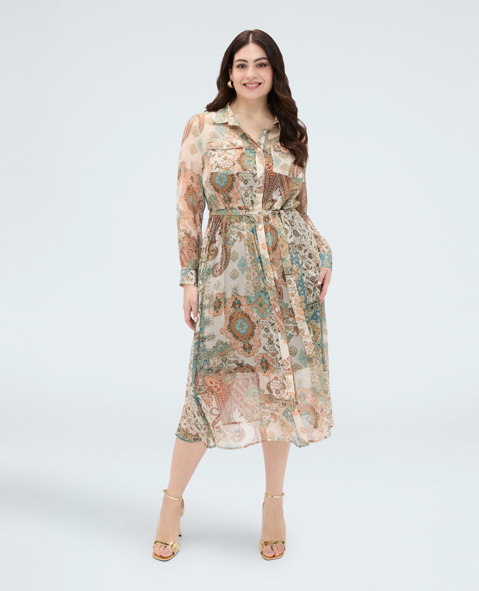 Fiorella Rubino - Vestido camisero estampado paisley bolsillos aplicados en el pecho y cinturón en la cintura que te permite definir la silueta como prefieras.