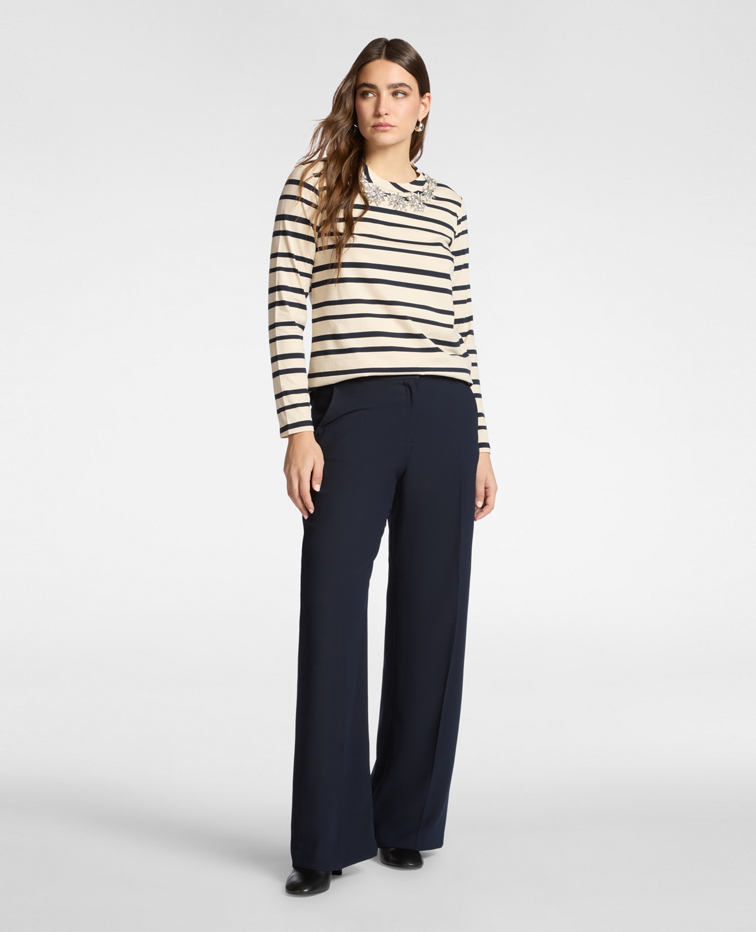 Elena Miró - Pantalones rectos de mujer de cady ajuste clásico.
