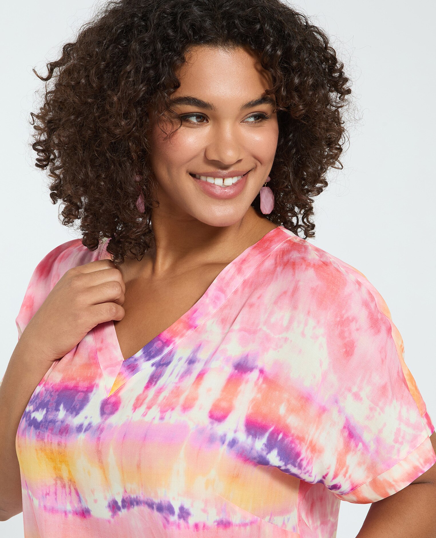 Blusa de mujer tie-dye de viscosa efecto tie-dye para un toque vibrante fresco y ligero para una sensación agradable sobre la piel. - Fiorella Rubino - Fucsia Fucsia-4