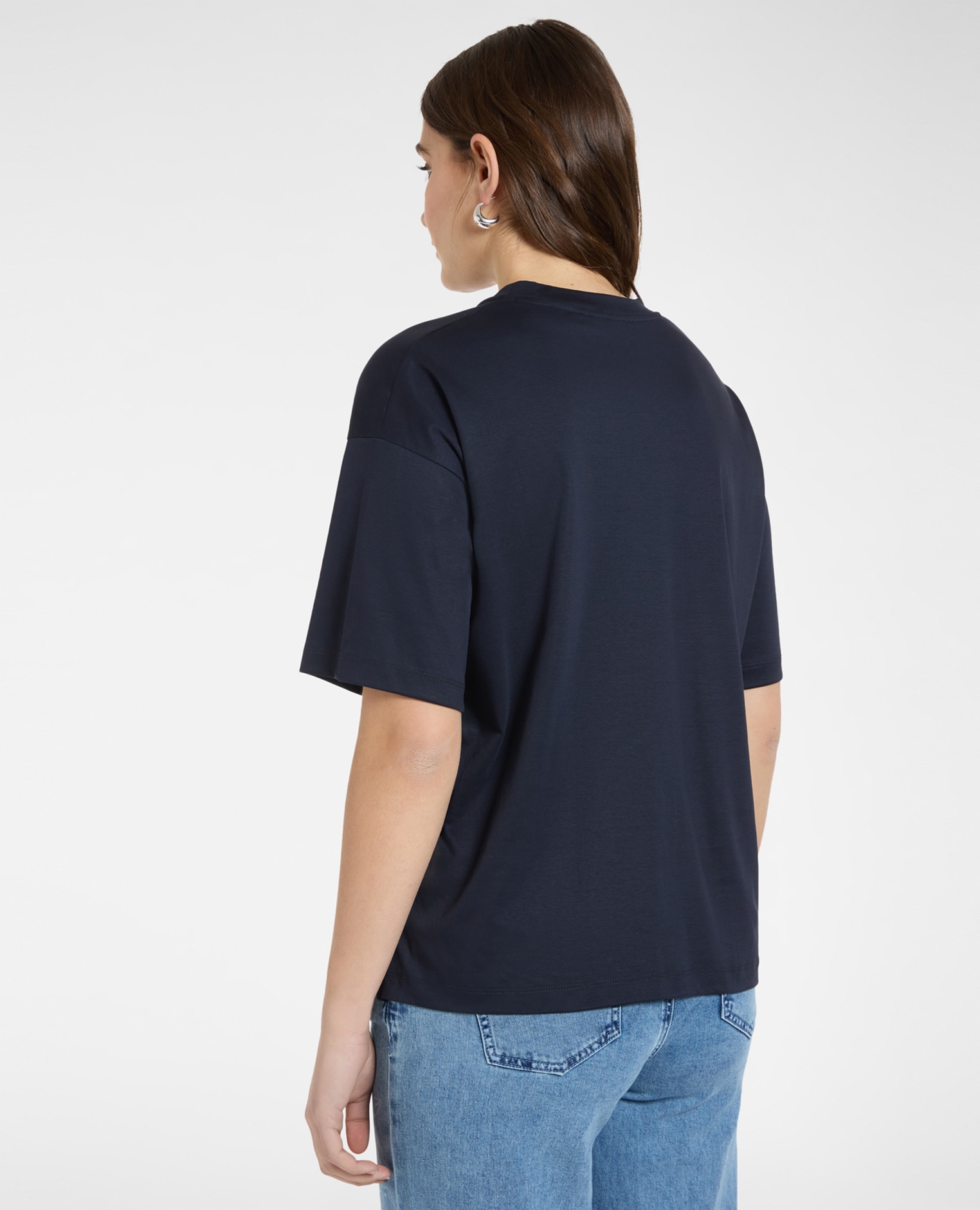 Camiseta de mujer con aplicaciones monogram y ajuste boxy - Elena Miró - Azul Azul-2