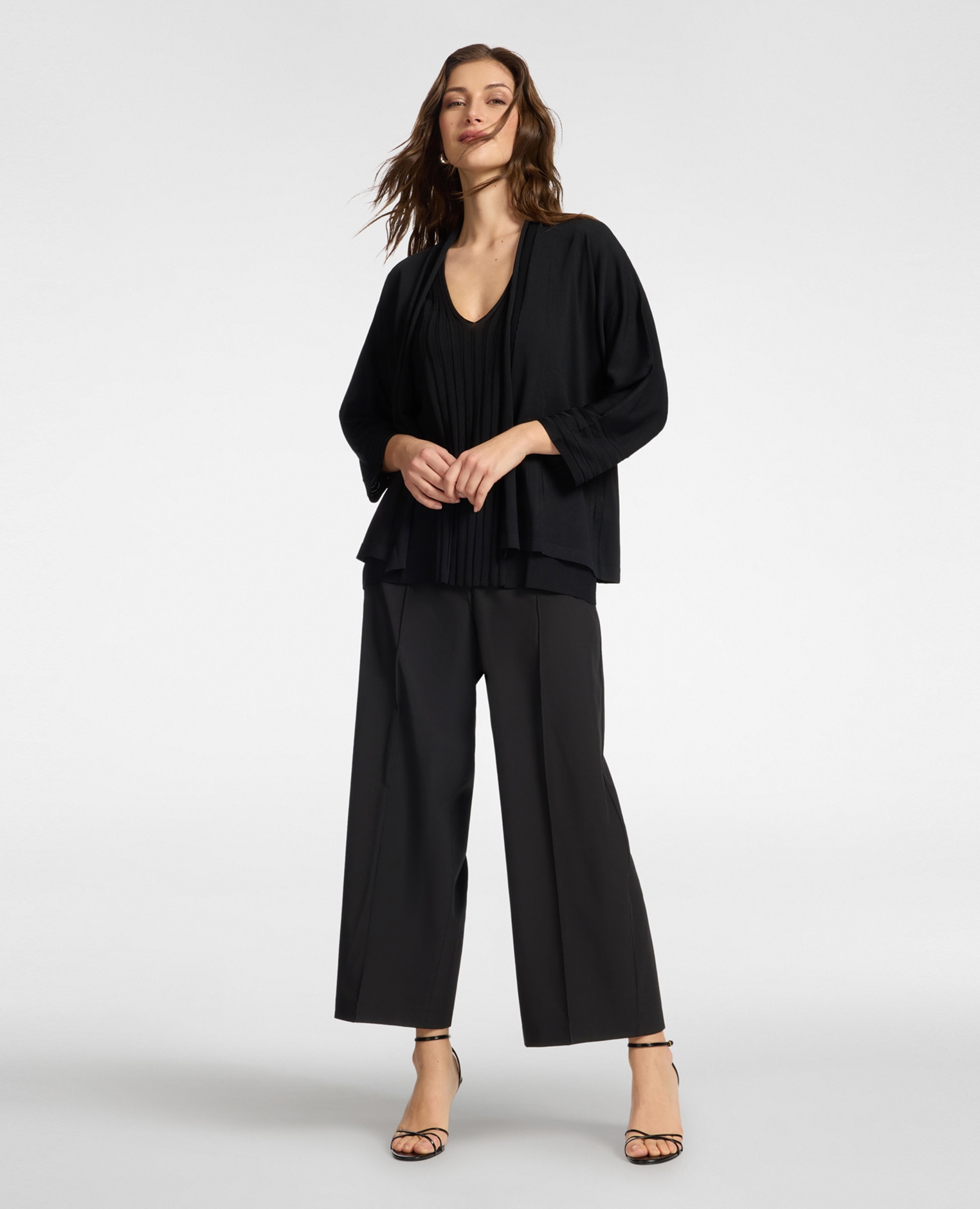 Elena Miró - Pantalones de mujer palazzo cierre con botón y cremallera elástico interno con logos.