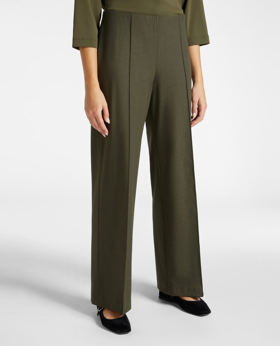 Pantalón ancho de mujer en tejido liso con cremallera en el