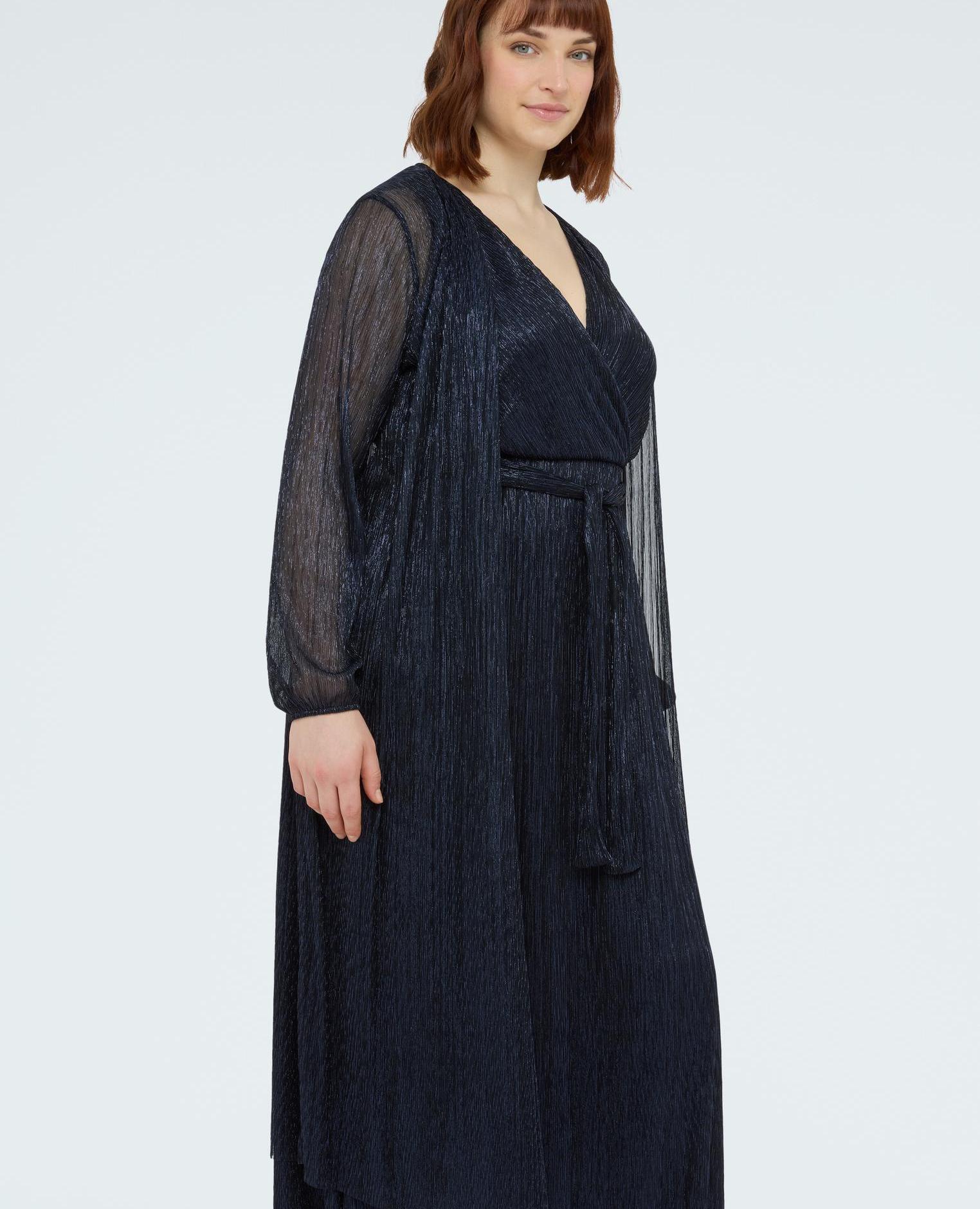 Cárdigan de mujer cubre hombros en plisado lurex - Fiorella Rubino - Azul Azul-2