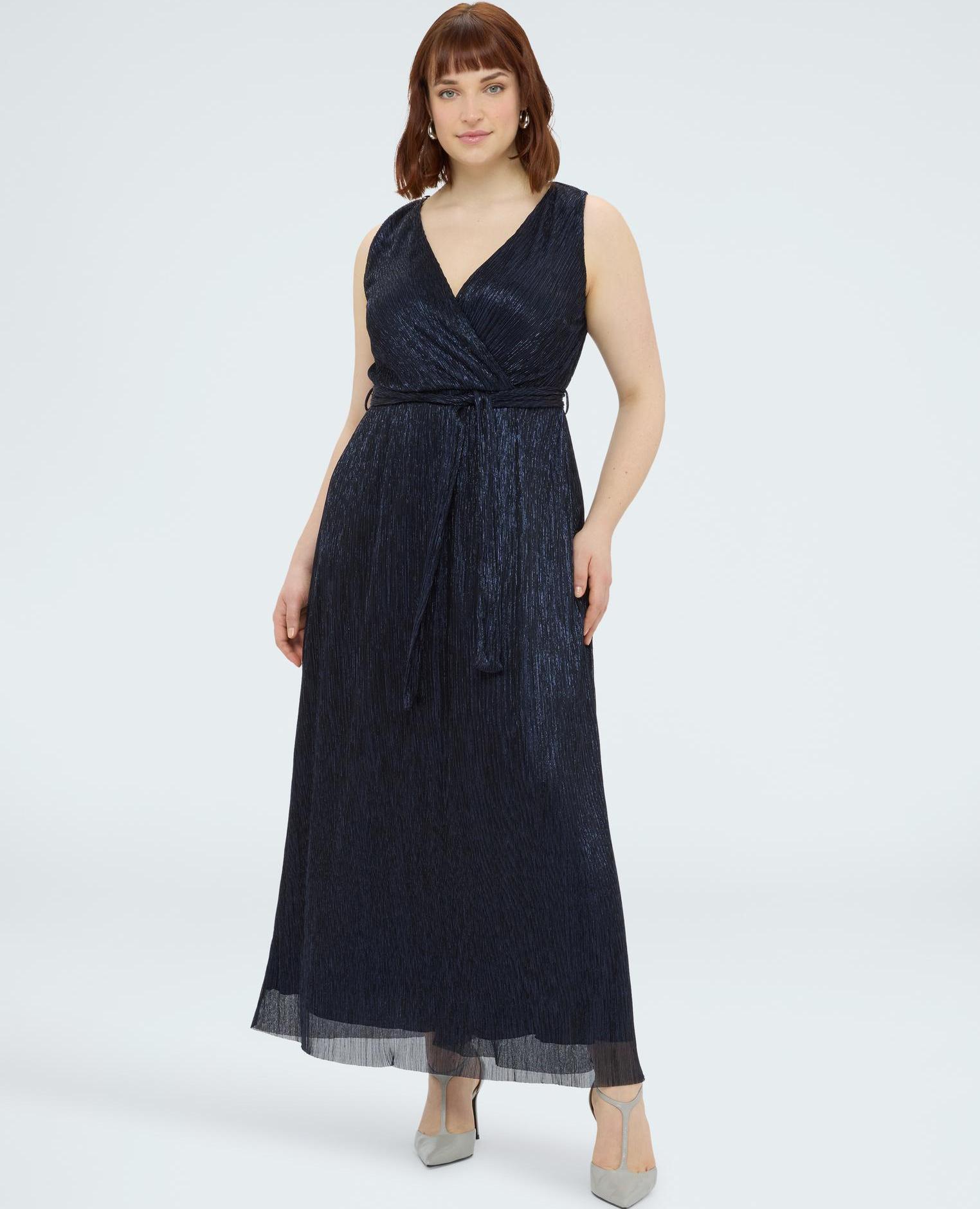 Fiorella Rubino - Vestido largo de lúrex estilo griego.
