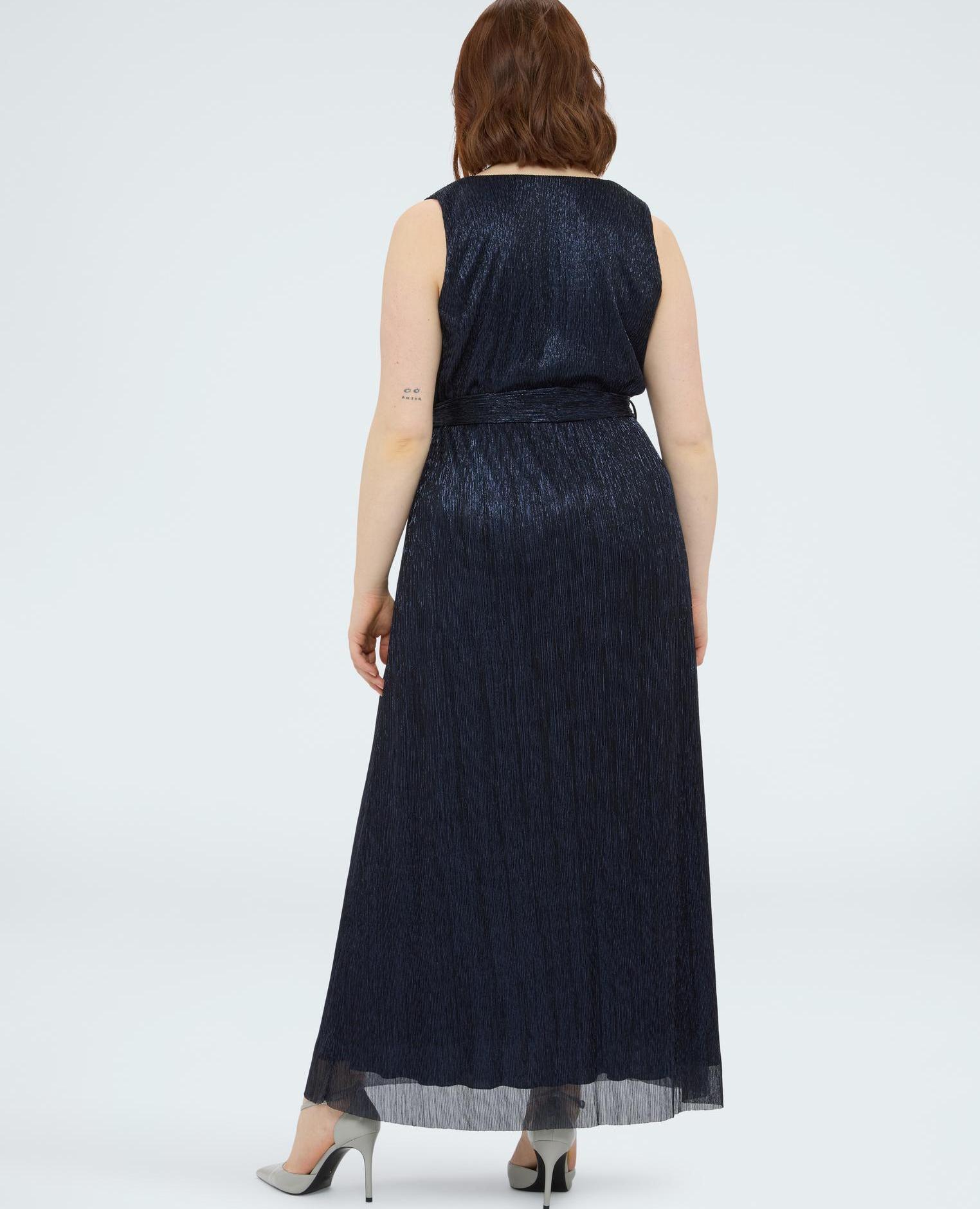 Vestido largo de lúrex estilo griego - Fiorella Rubino - Azul Azul-2