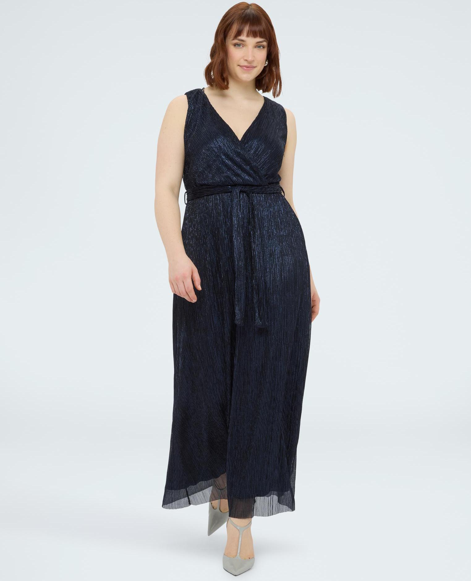 Vestido largo de lúrex estilo griego - Fiorella Rubino - Azul Azul-3