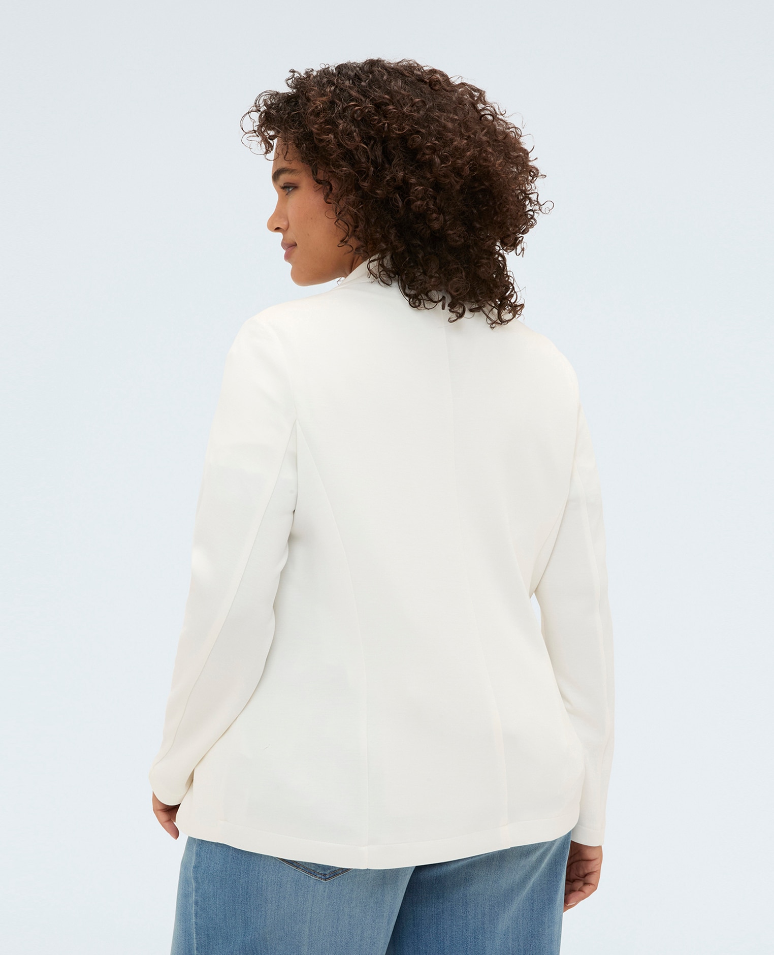 Blazer de mujer en scuba con aplicaciones de cristal aplicaciones decorativas en la parte delantera y bolsillos frontales - Fiorella Rubino - Blanco Blanco-2