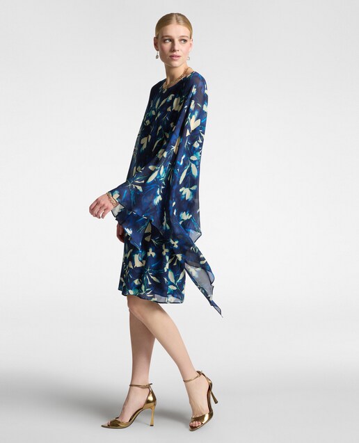 Imagen 0 de Vestido elegante estampado mangas capa