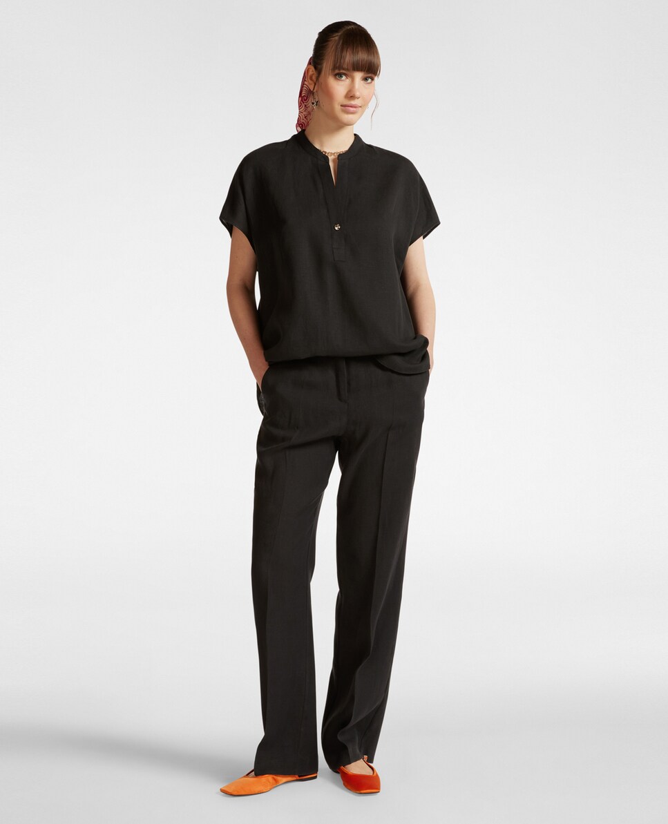 Uniformes Pantalon Lino Mujer Negro Pantalón De Trabajo Lino Mujer
