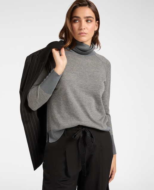 Imagen 0 de Suéter de mujer de cuello alto de tacto suave con botones forrados