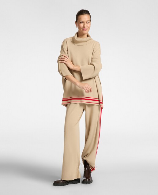 Imagen 0 de Pantalones de mujer de punto de pierna ancha Cordones para atar y apretar en la cintura, cordón en la parte inferior de la pierna en la parte posterior