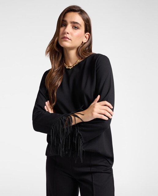 Imagen 0 de Camiseta recta de mujer con flecos